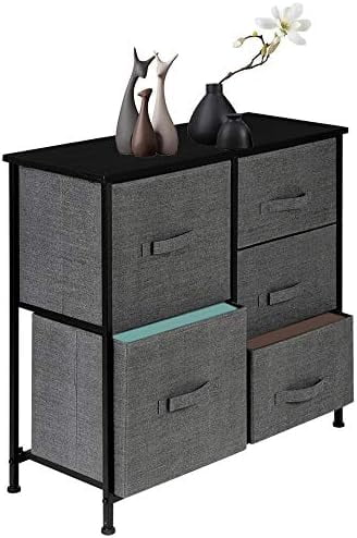 RUNFAYBIU Houseware Tall Dresser Tower Non-Woven Fabric Drawer Unit for Nurseries and Dorm Room 5 Drawers