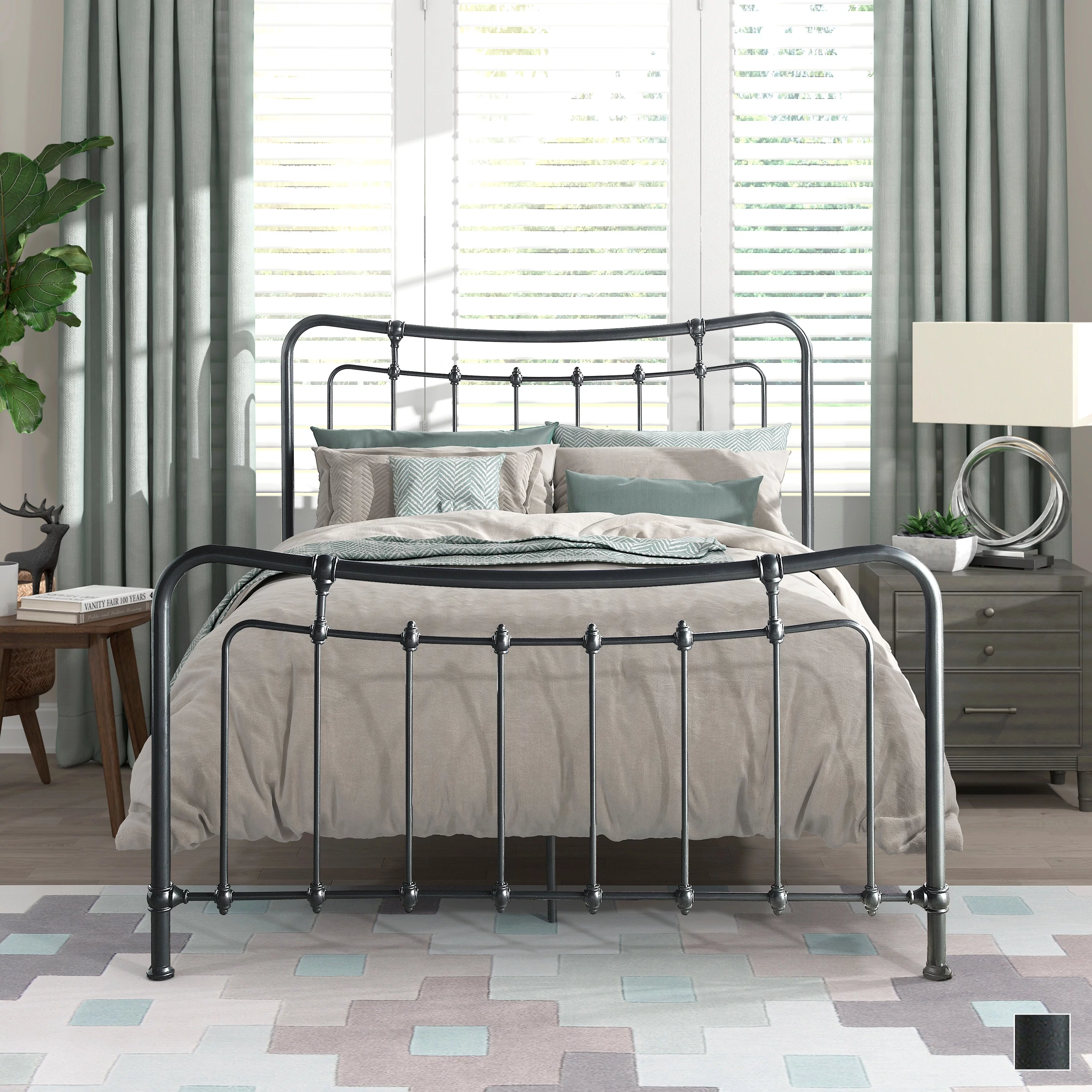 Fremont & Park Chrysanthe Vertical-Slat Metal Platform Bed Twin