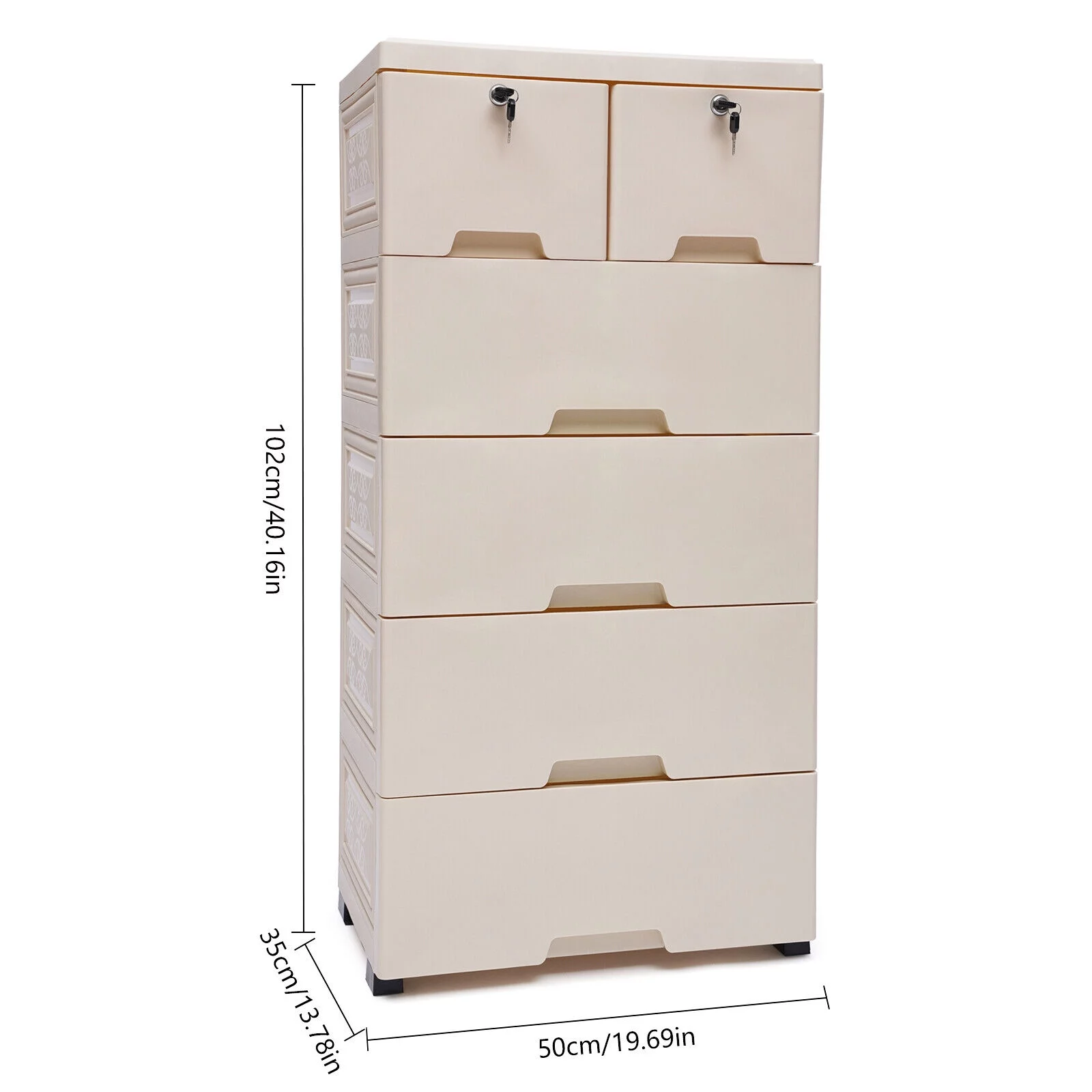 MIDUO Removable Storage Cabinet 5 Layers Closet Drawers Lockable Dresser