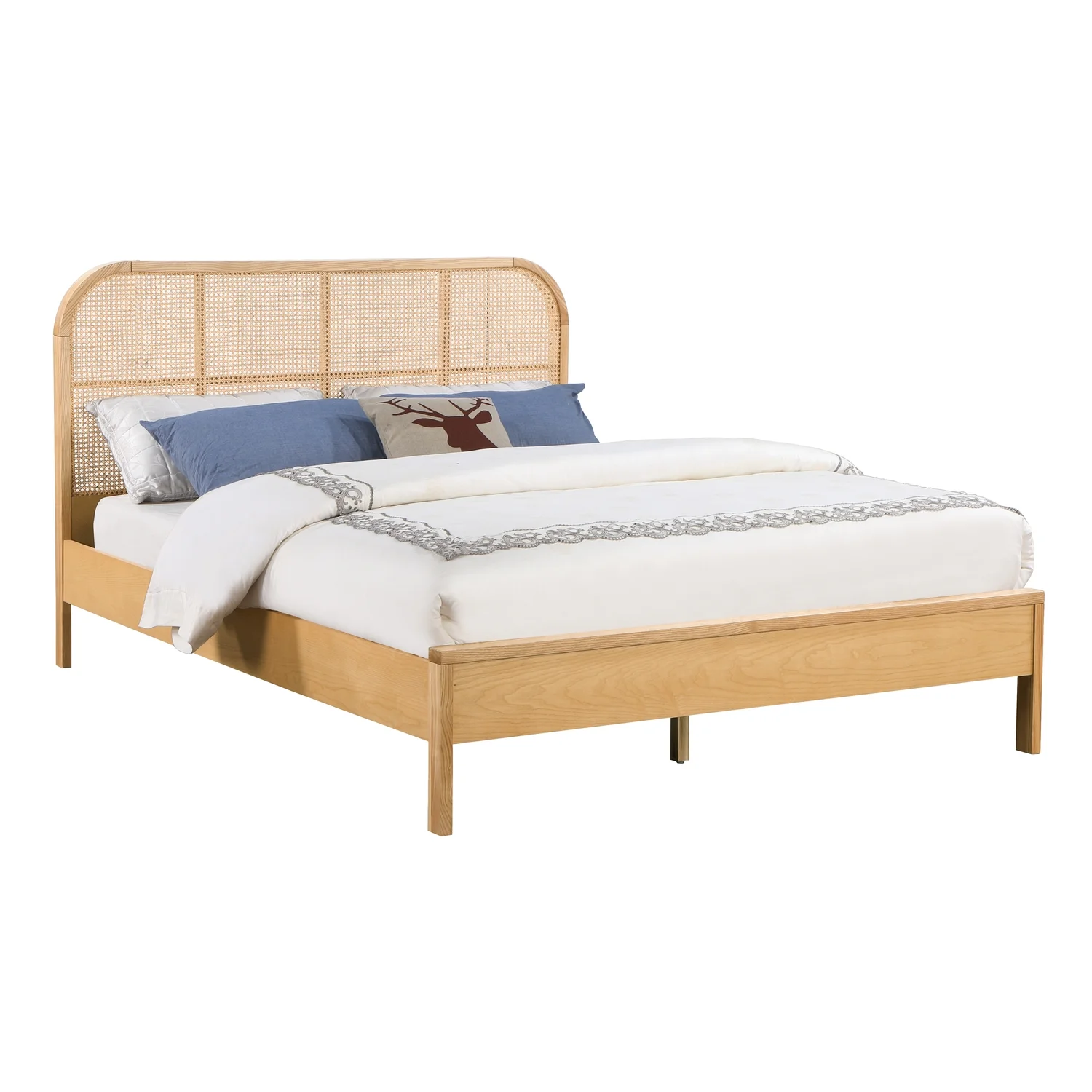 Belmont Brown Rattan Wood California King Platform Bed