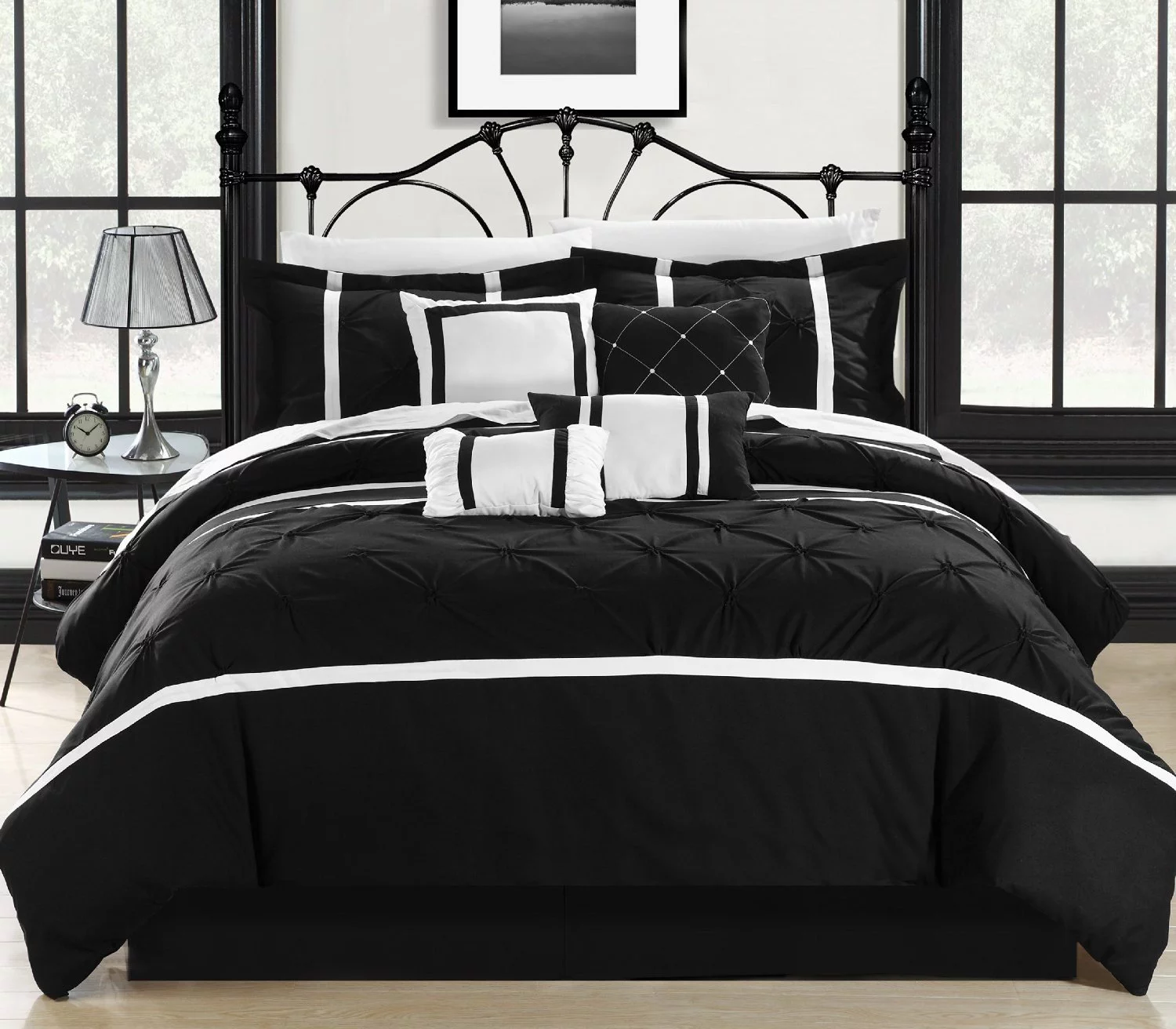 Chic Home Vermont Embroidered Bed In A Bag Set Sheet Set - 12-Piece - Queen 90x90