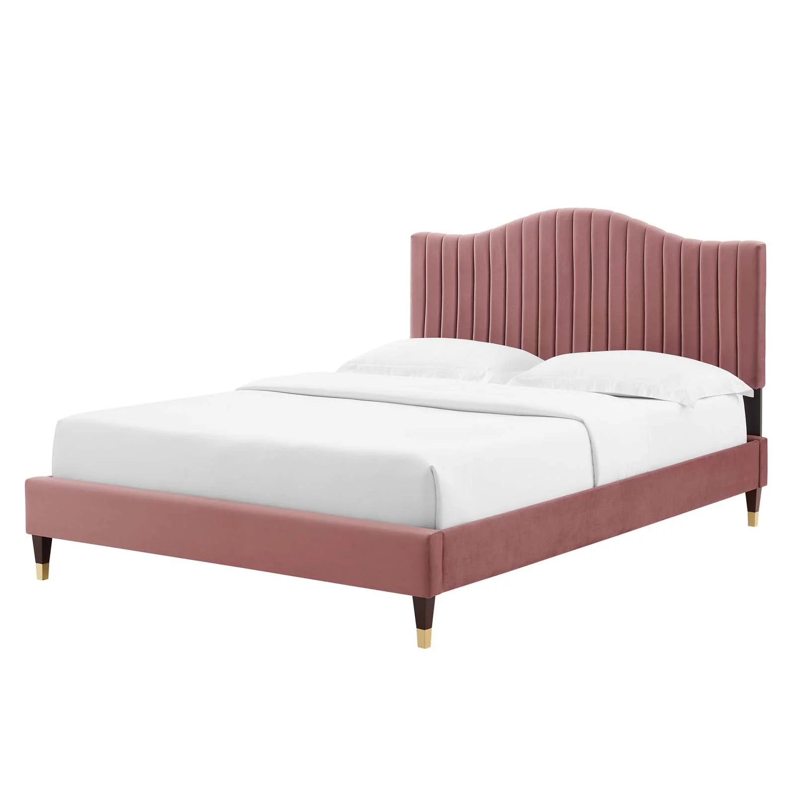 Tufted Platform Bed Frame, King Size, Velvet, Pink, Modern Contemporary Urban Design, Bedroom Master Guest Suite