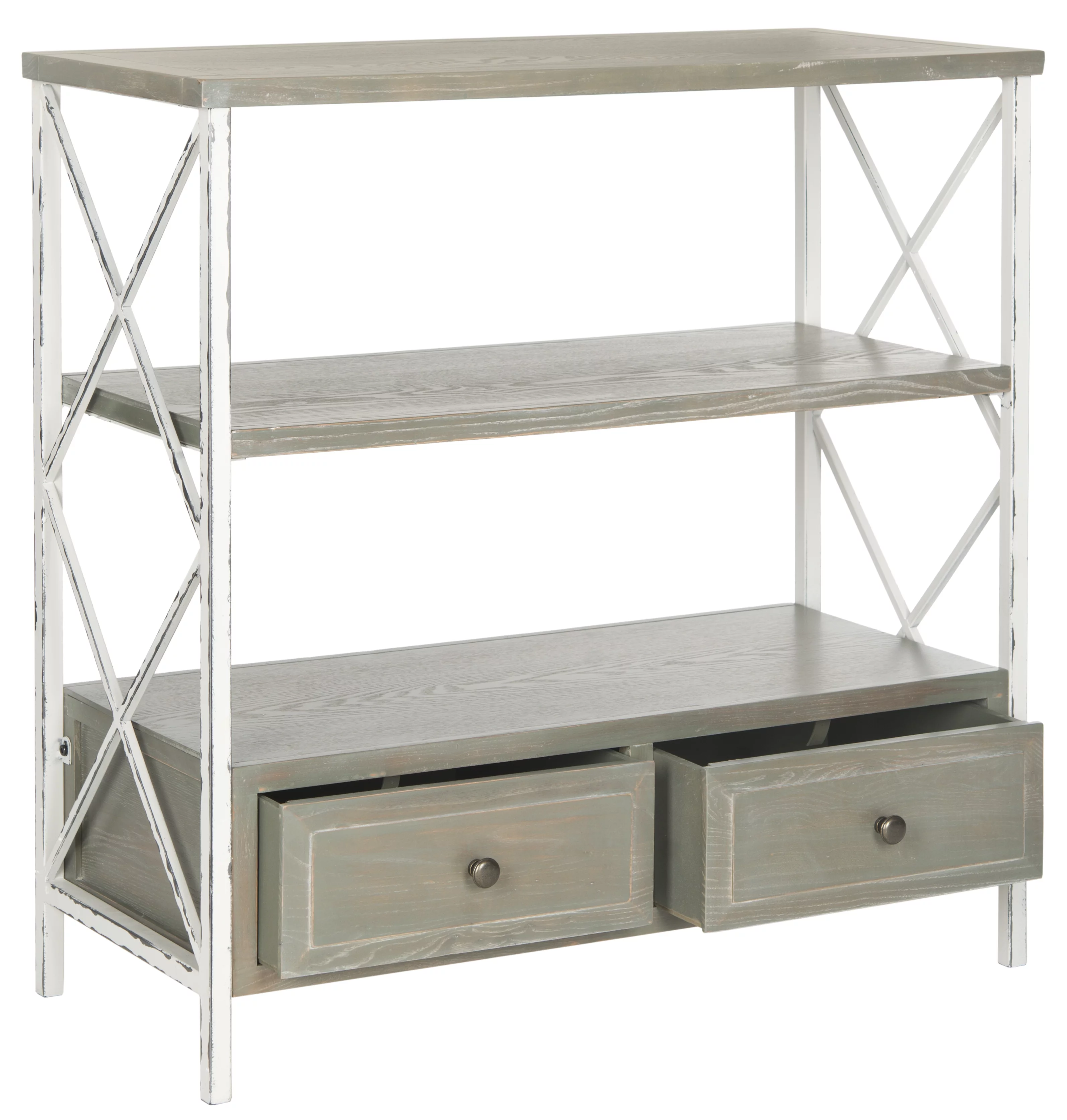 SAFAVIEH Chandra Nautical Rustic Console w/ Storage Drawers, French Grey/White Smoke