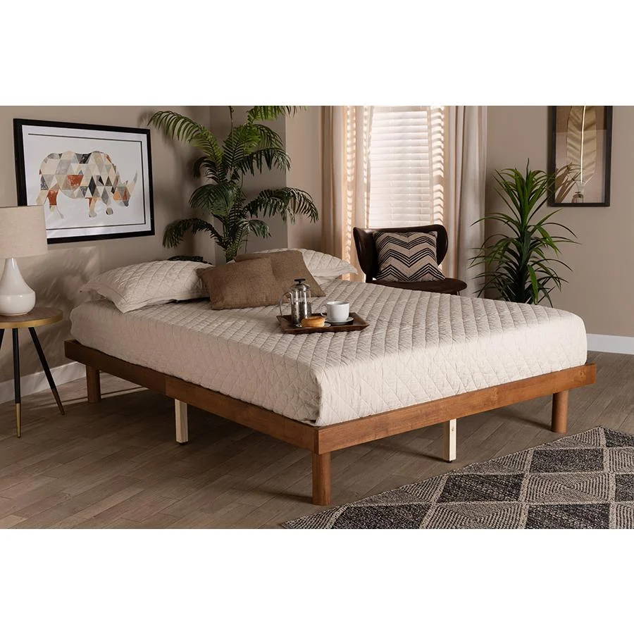 Baxton Studio Winston Walnut Brown Wood Queen Size Platform Bed frame