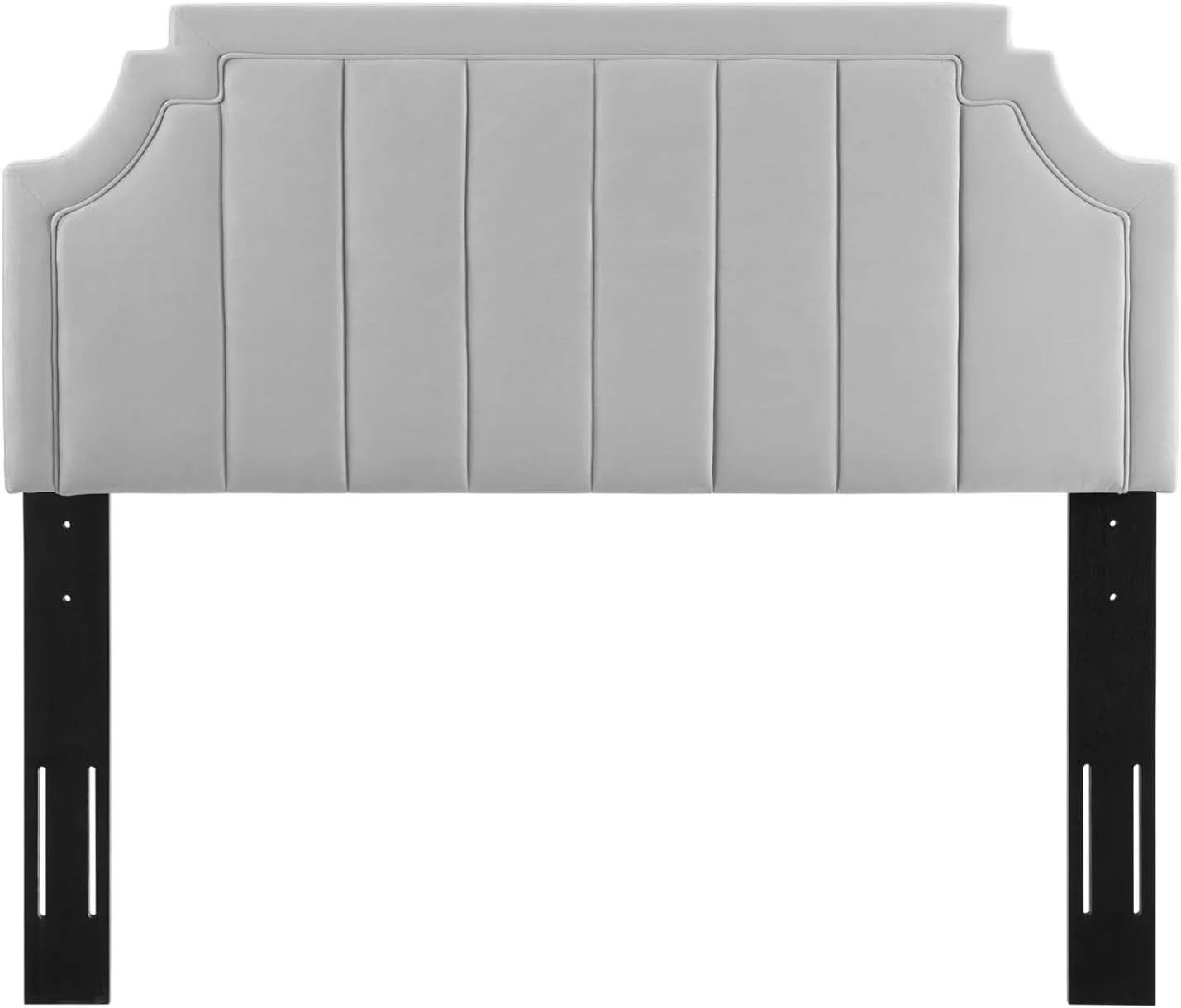 Alyona Channel Tufted Performance Velvet Headboard, King/California King, Light Gray