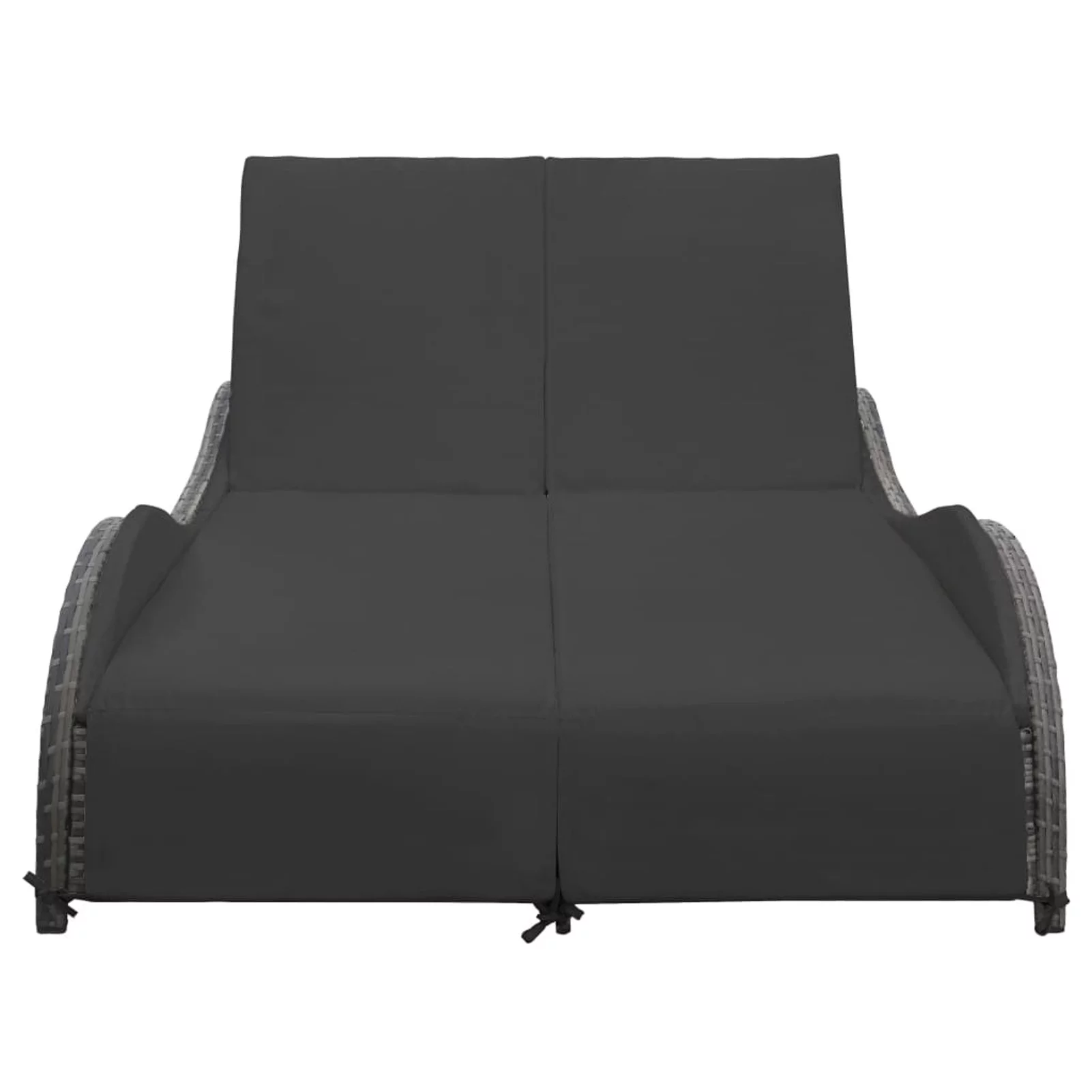 Andoer Double Sun Lounger with Cushion Poly Rattan Anthracite