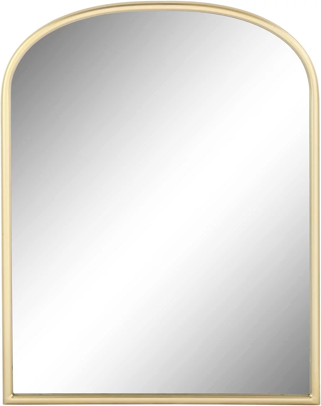 LuuLake Arch Mirror Round Metal Frame Wall Mirror Mid Century Modern Decor Arch Bathroom Mirror 24