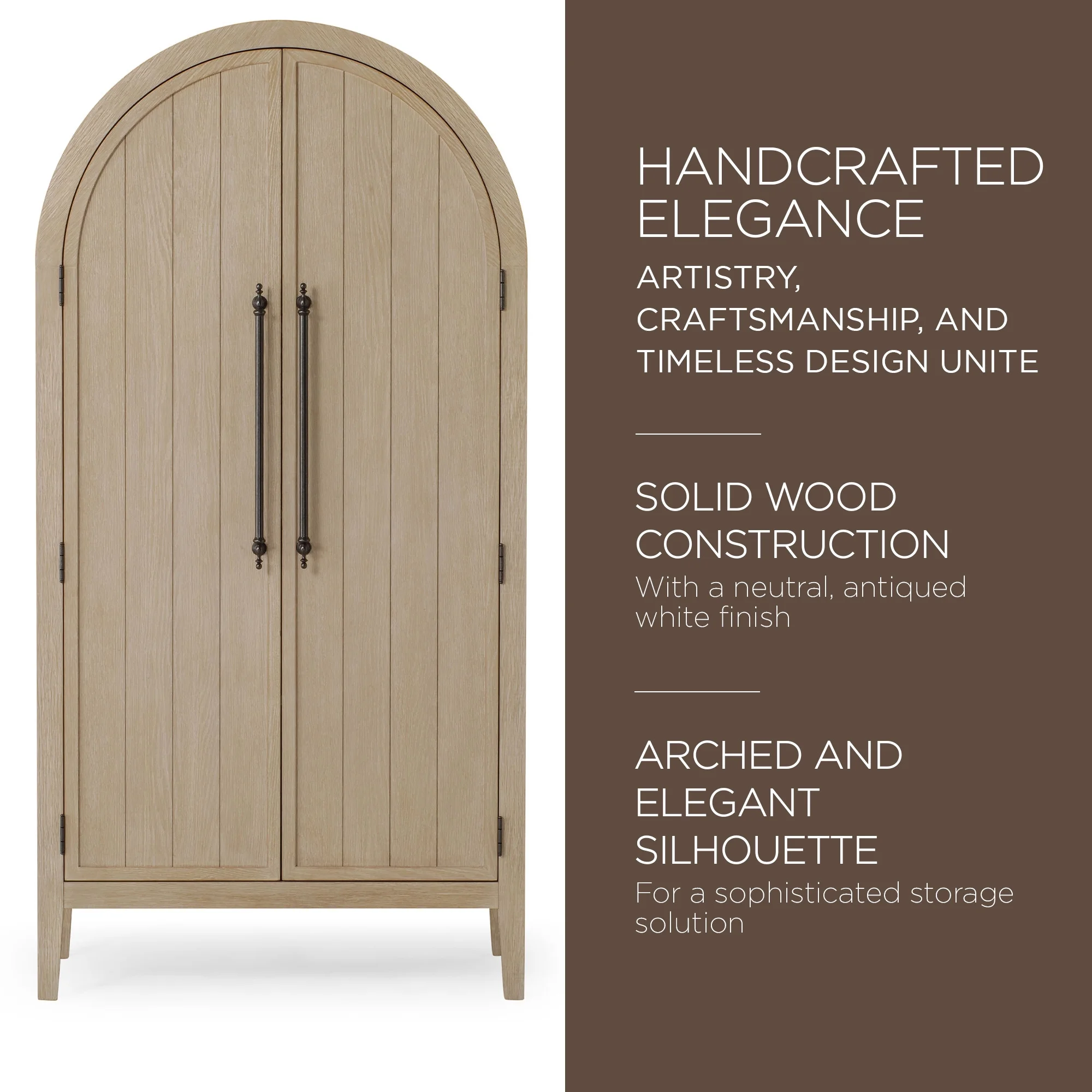 Maven Lane Selene Classical Wooden Cabinet in Antiqued White Finish