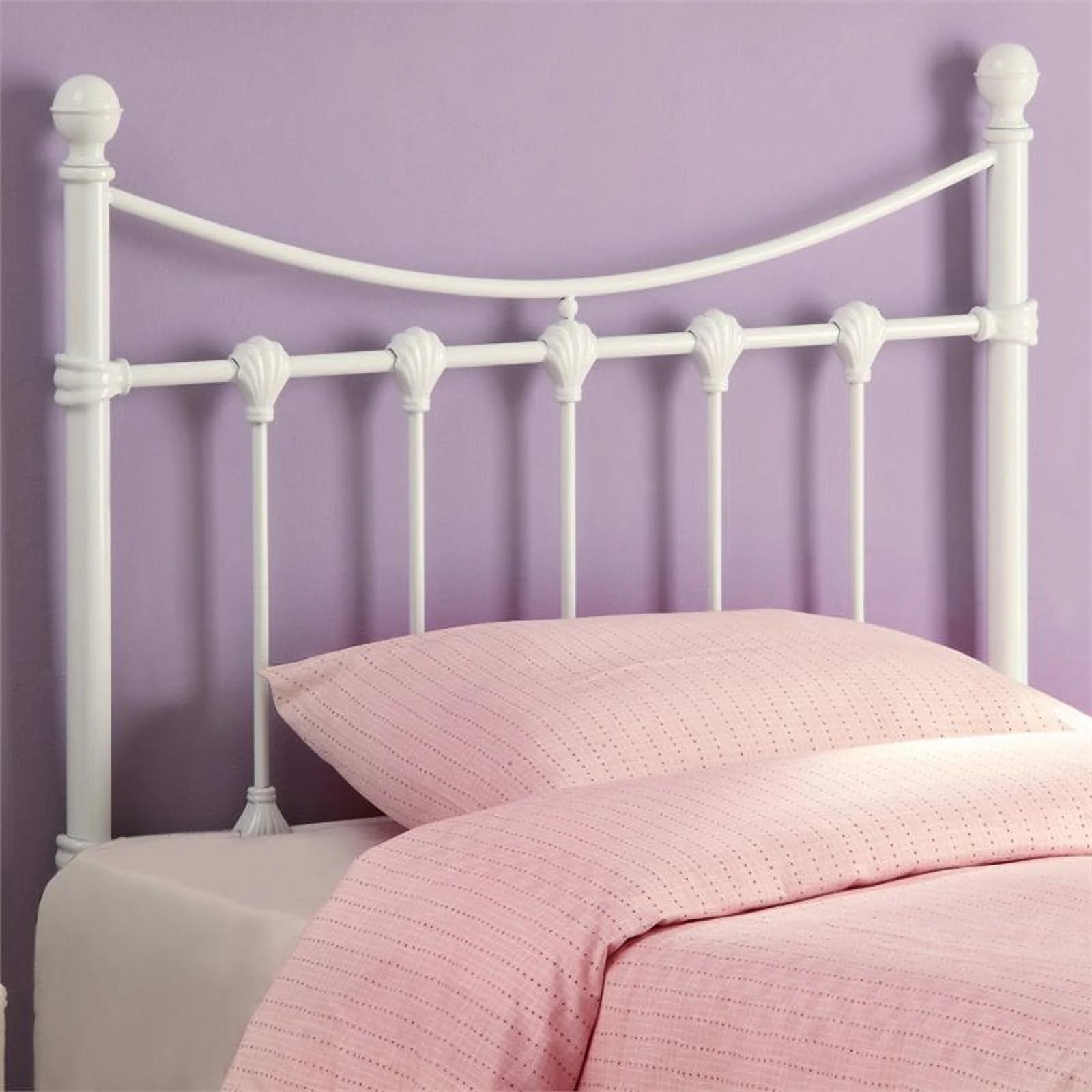 Kingfisher Lane Transitional Metal Twin Spindle Headboard in White