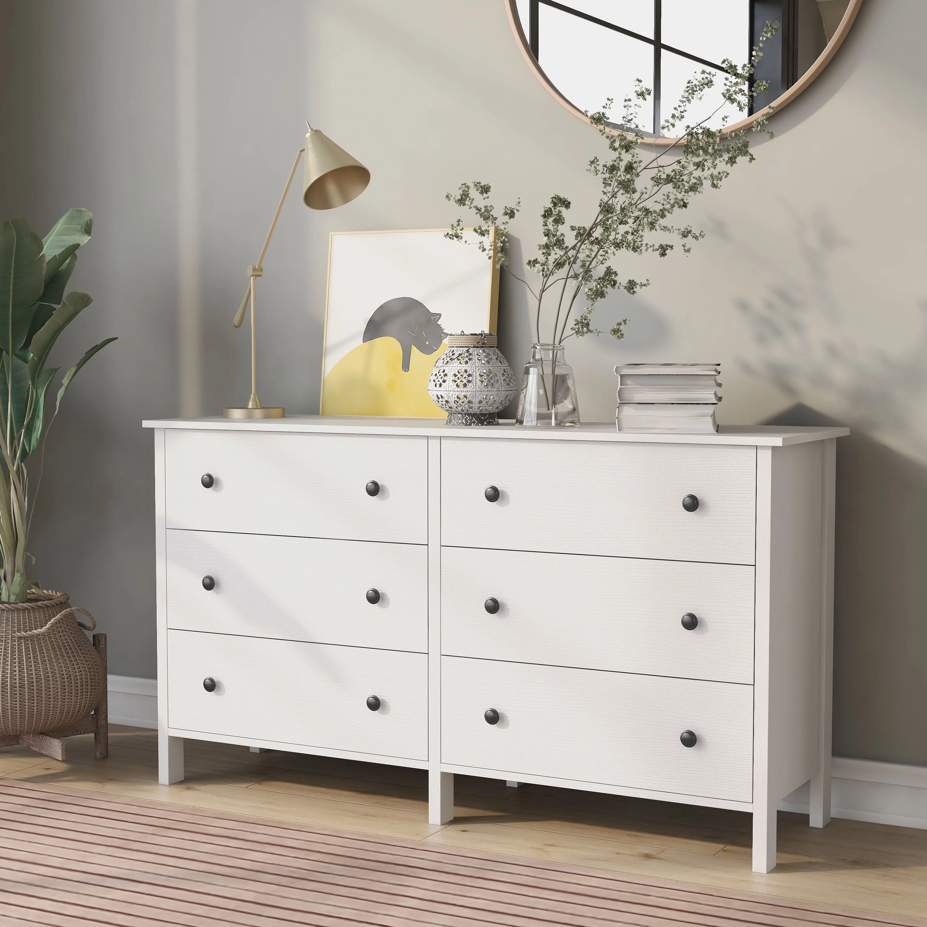 Furniture of America Gabriel 6-Drawer Dresser, White