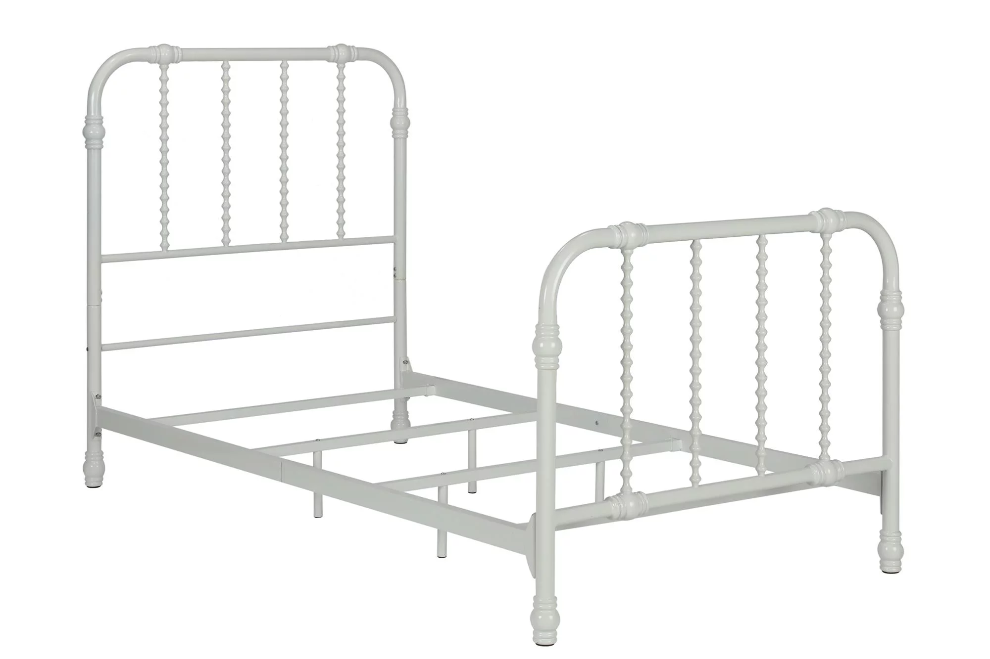 DHP Jenny Lind Scroll Twin Metal Bed and Mattress, White