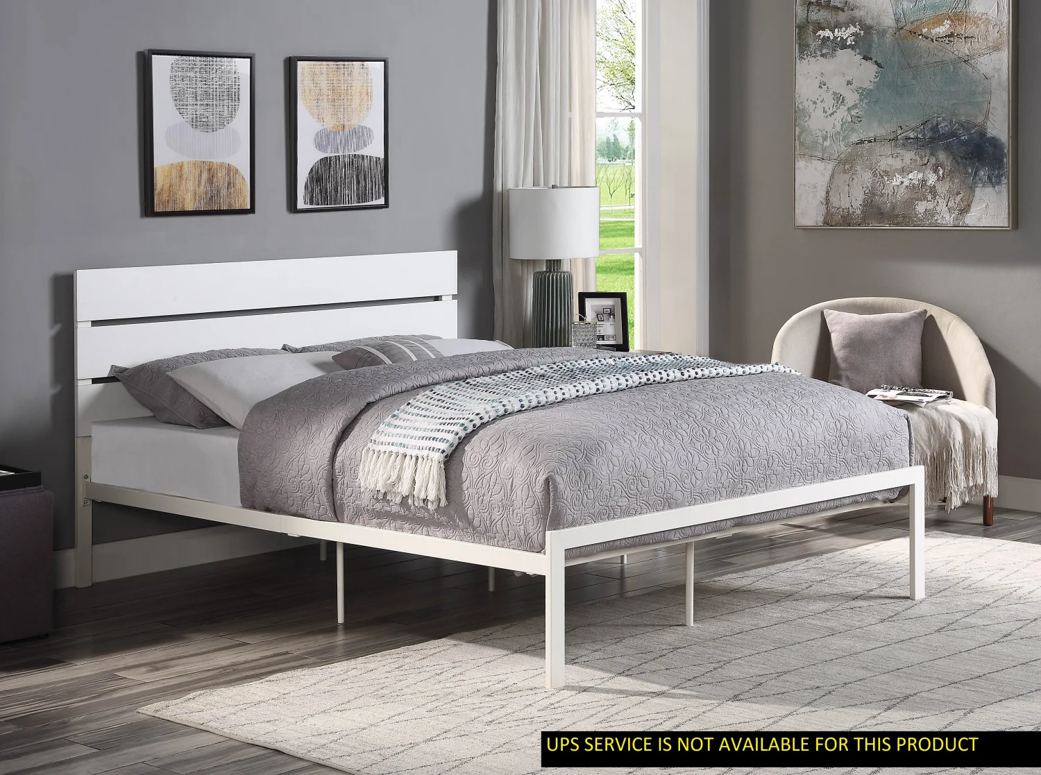 CoSoTower White Metal Frame Full Size Bed 1Pc Casual Style Bedroom Furniture