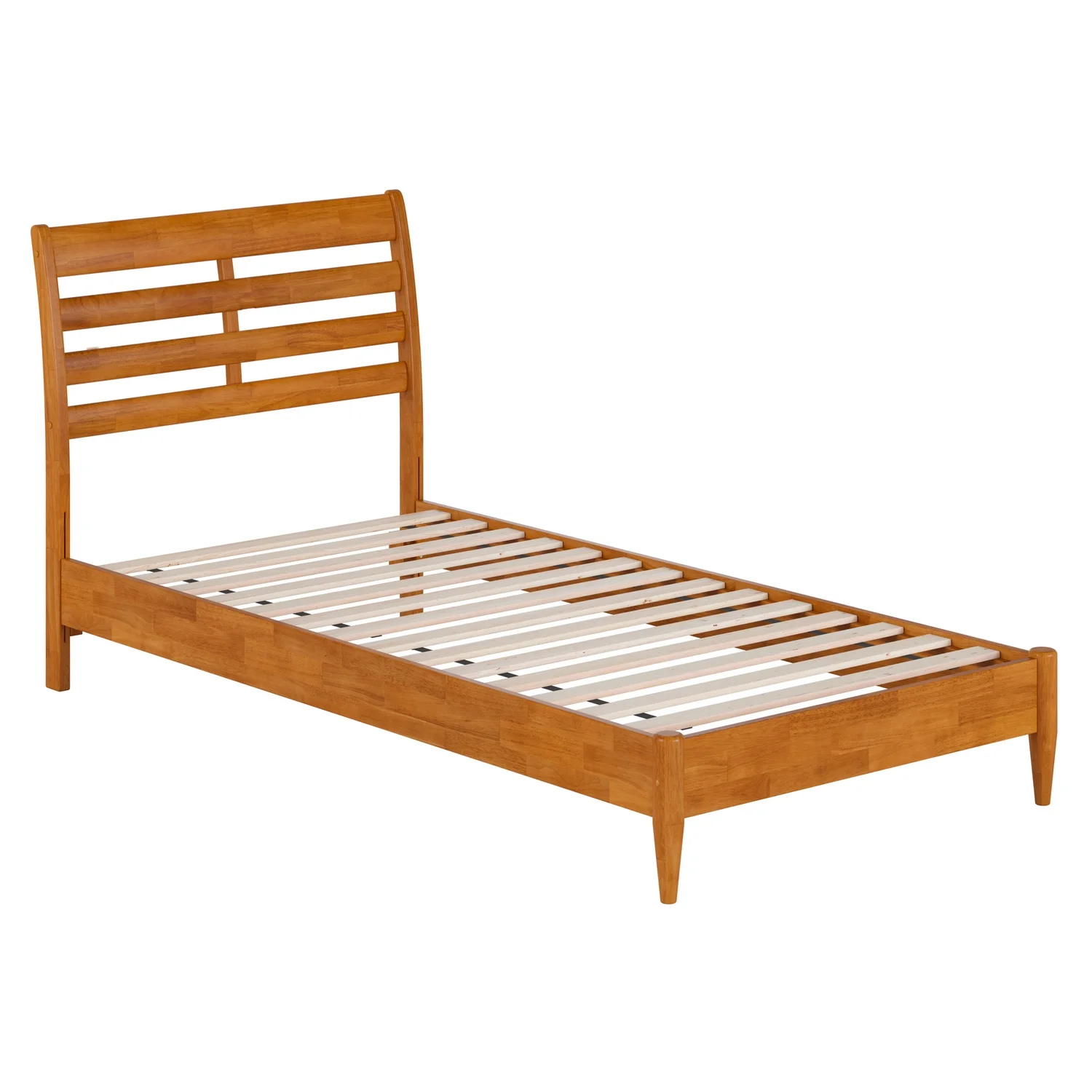 Savannah Twin XL Wood Low Profile Platform Bed in Light Toffee