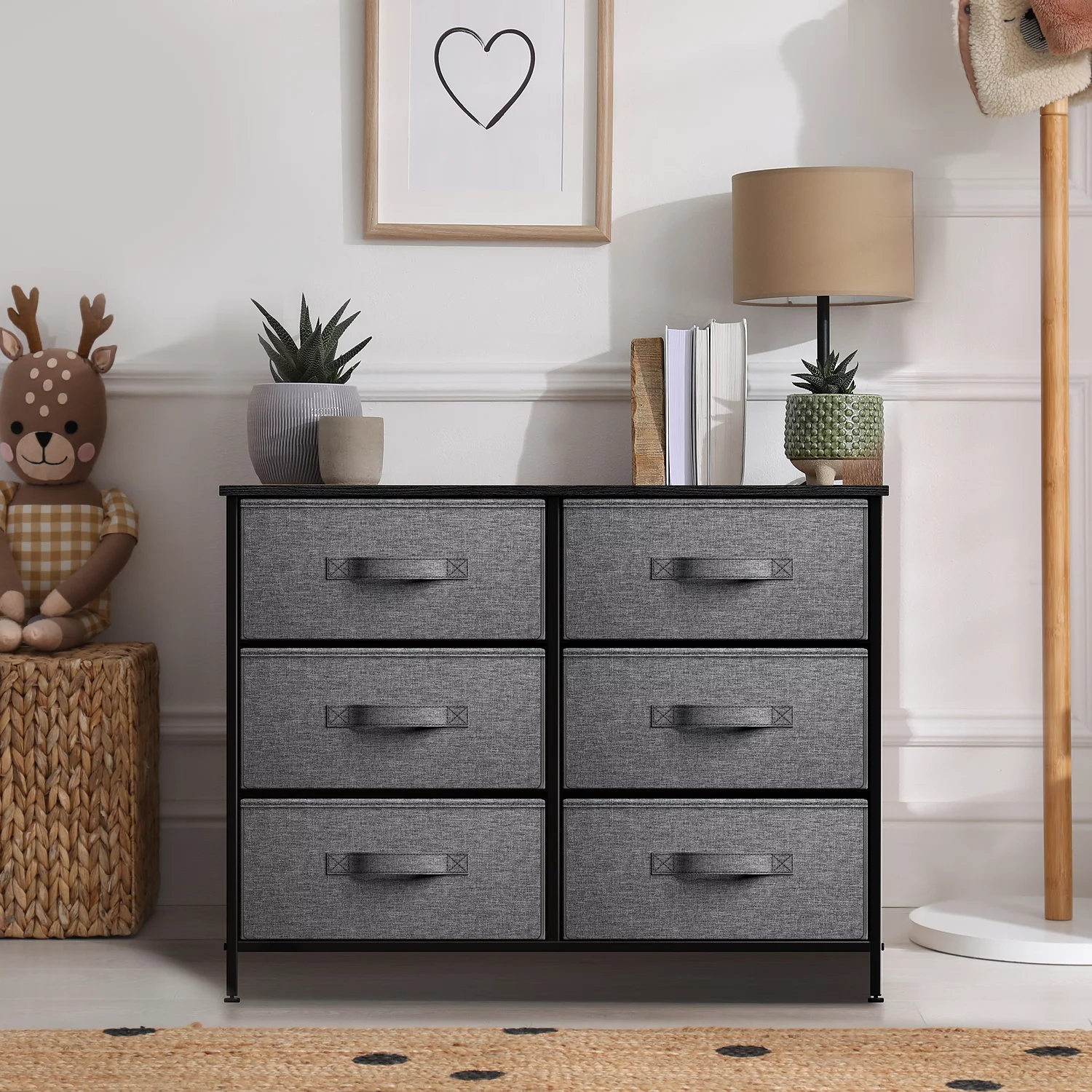 Extra Wide Dresser Organizer With 6 Drawers - Black