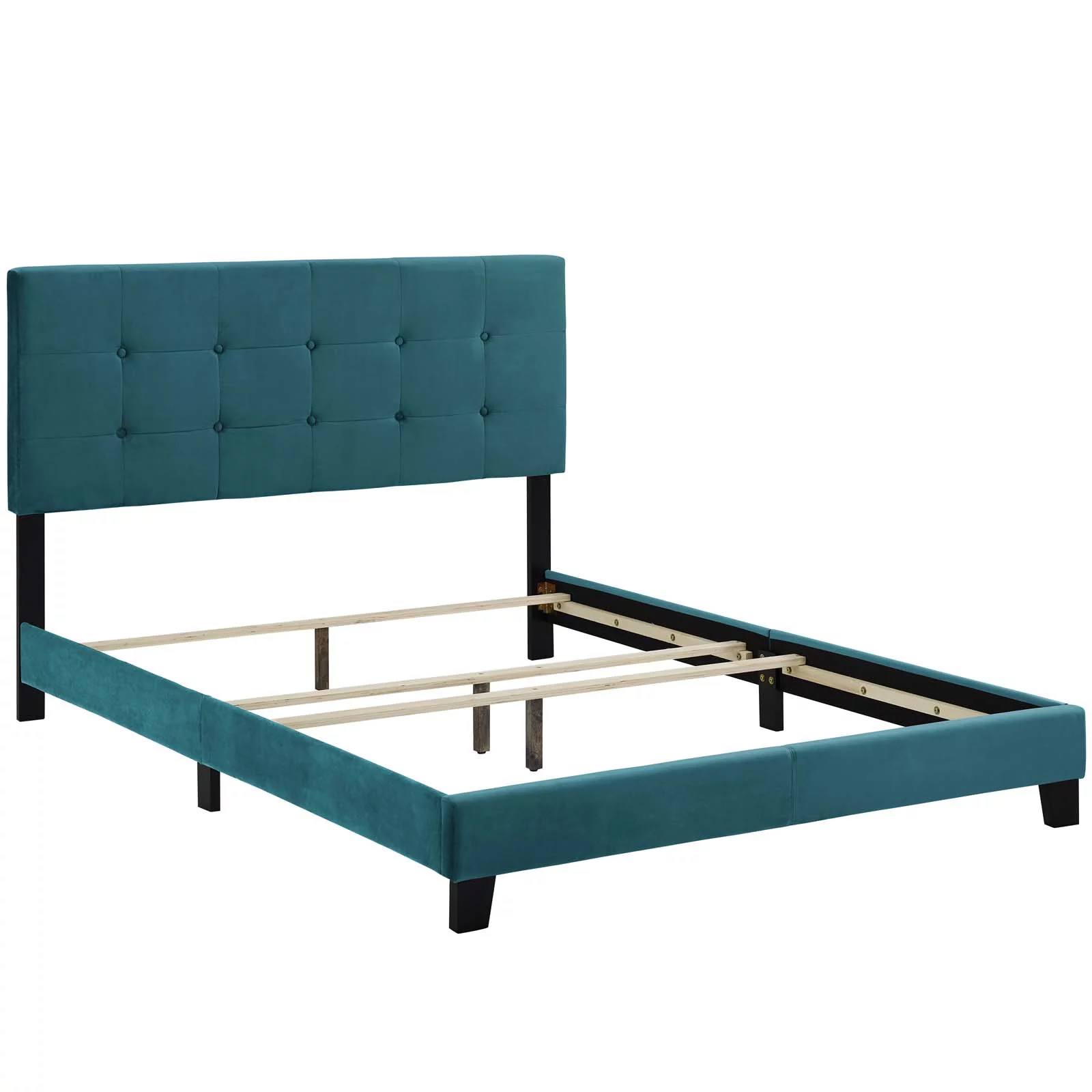 Modway Amira Twin Performance Velvet Bed, Blue