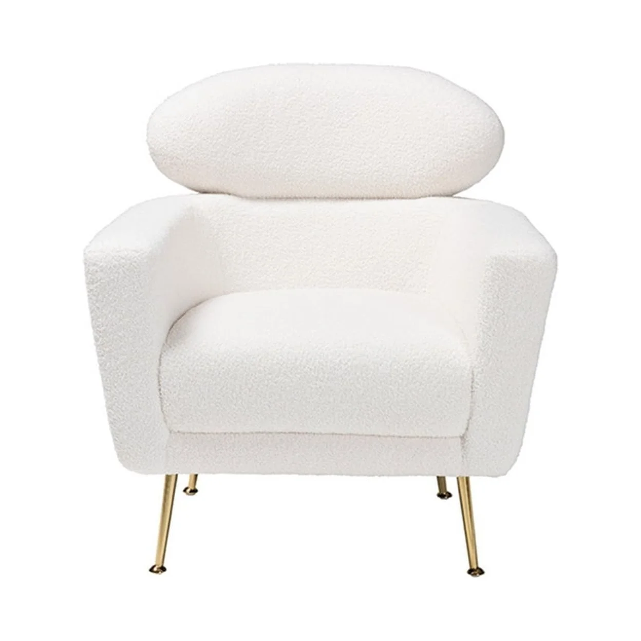 Baxton Studio Fantasia Modern and Contemporary Ivory Boucle Upholstered and Gold Metal Armchair