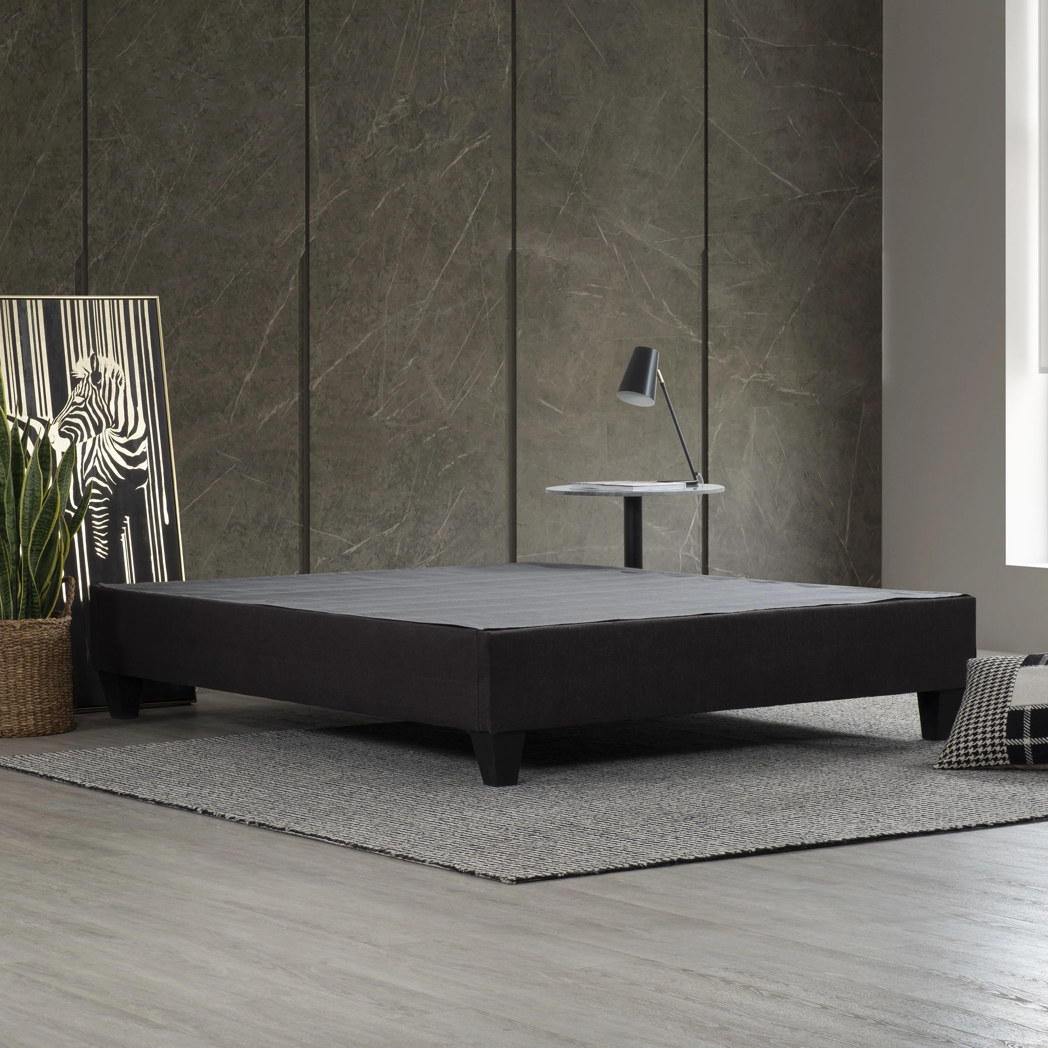 Primo International Carter Twin XL Fabric Upholstered Platform Bed Frame - Gray