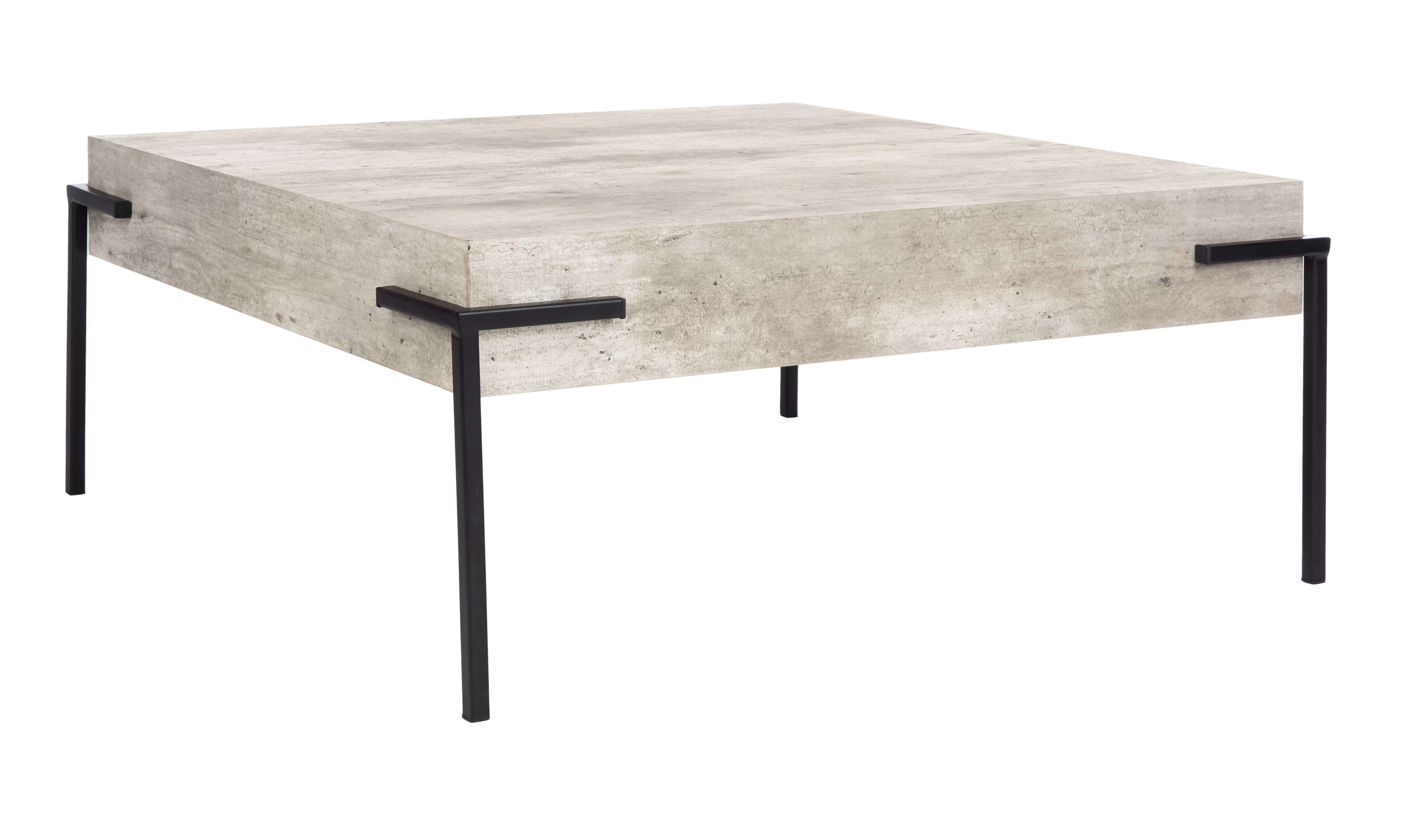 SAFAVIEH Eli Modern Retro Square Coffee Table, Light Grey/Black