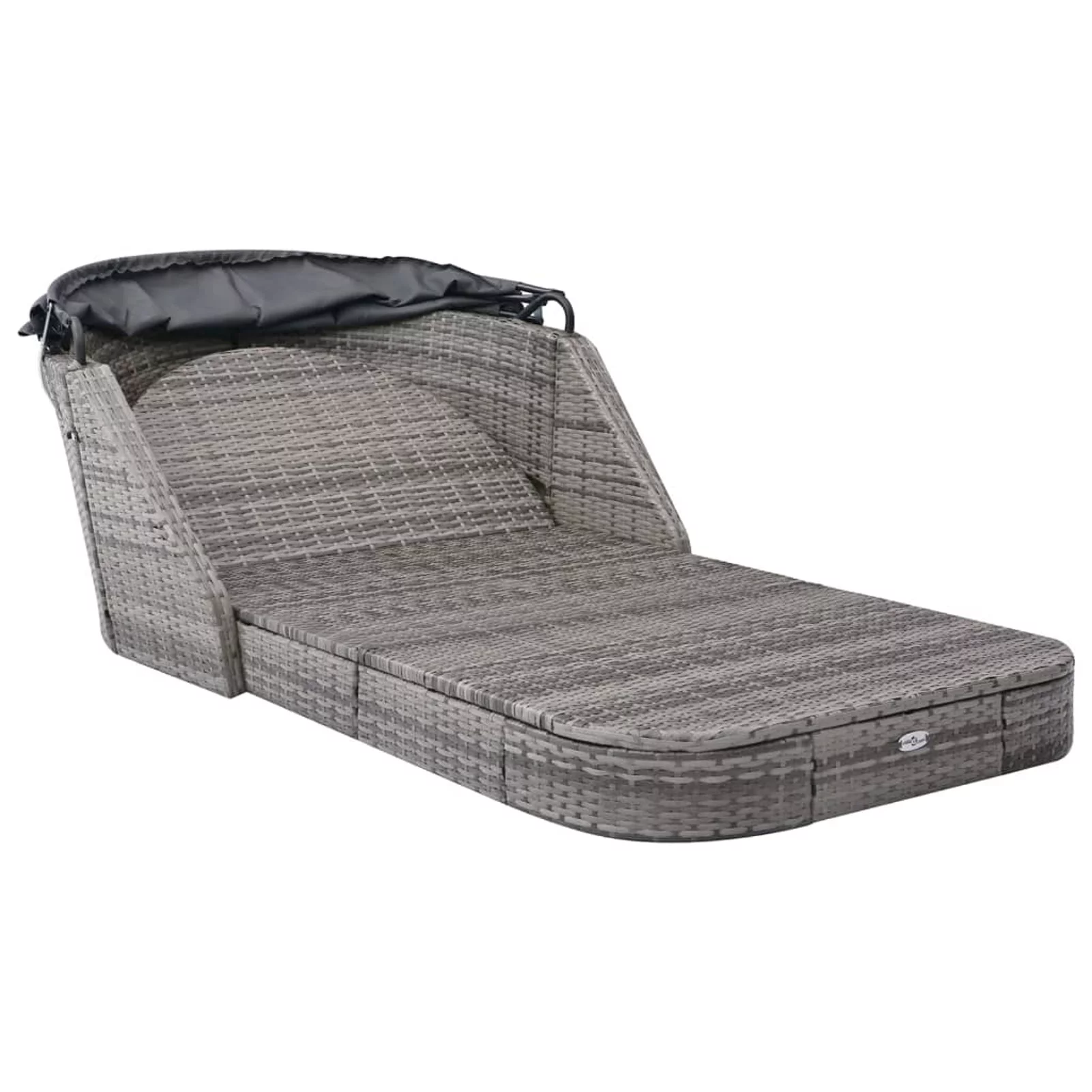 Dcenta Outdoor Sun Lounger with Canopy and Cushions Poly Rattan Sun Bed for Patio, Poolside, Balcony, Backyard, Garden 80.3 x 38.2 x 25.2 Inches (L x W x H)