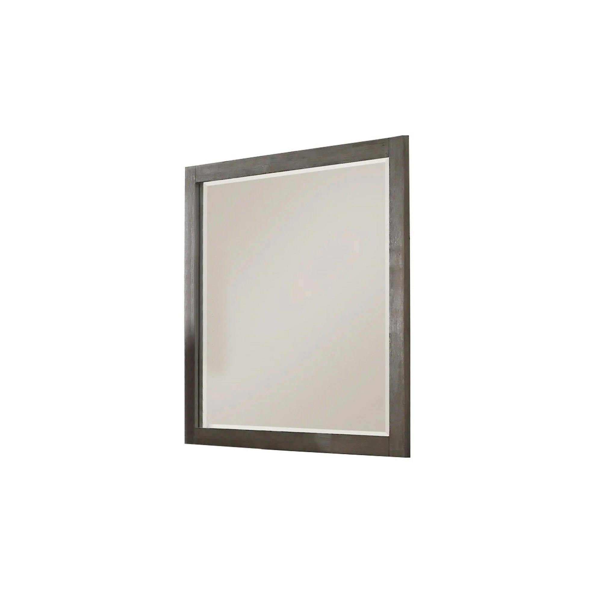 Contemporary Wooden Frame Dresser Mirror with Natural Grain Details, Gray