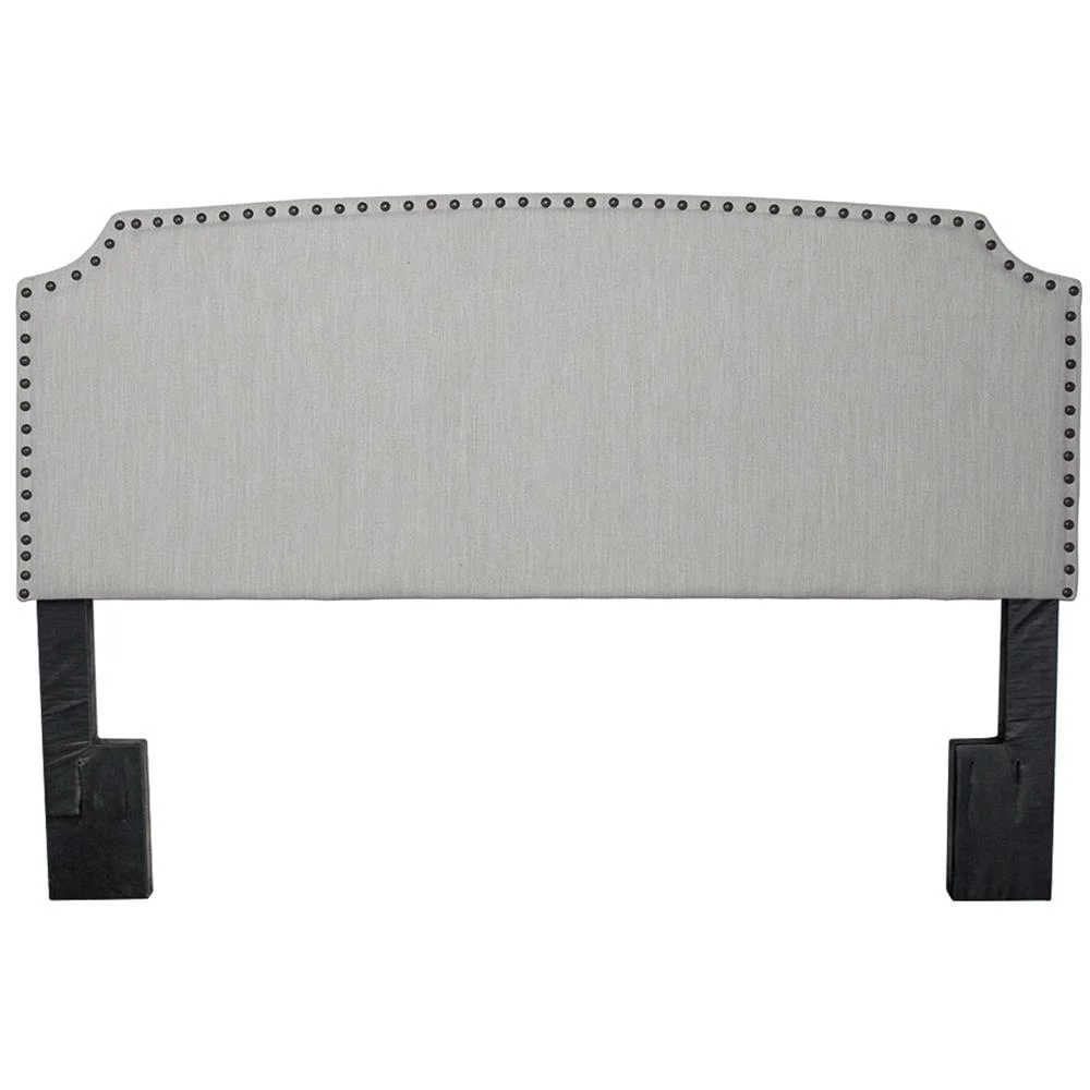 Bernards Amy Fabric Upholstered King Headboard with Nail Head Trim in Beige