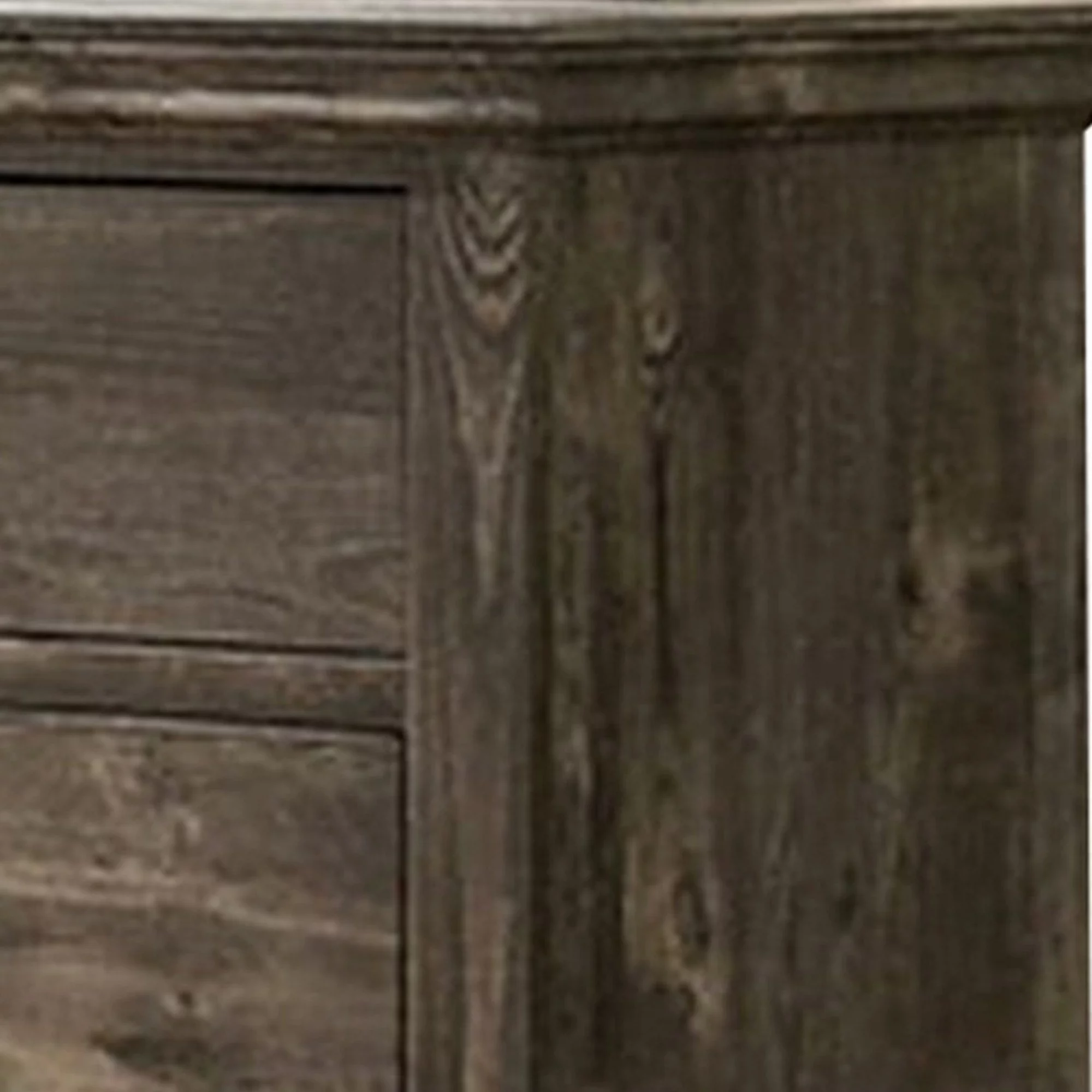 Benjara Fiza 60 Inch Wide Dresser Chest, 6 Gliding Drawers, Rustic Gray Solid Wood