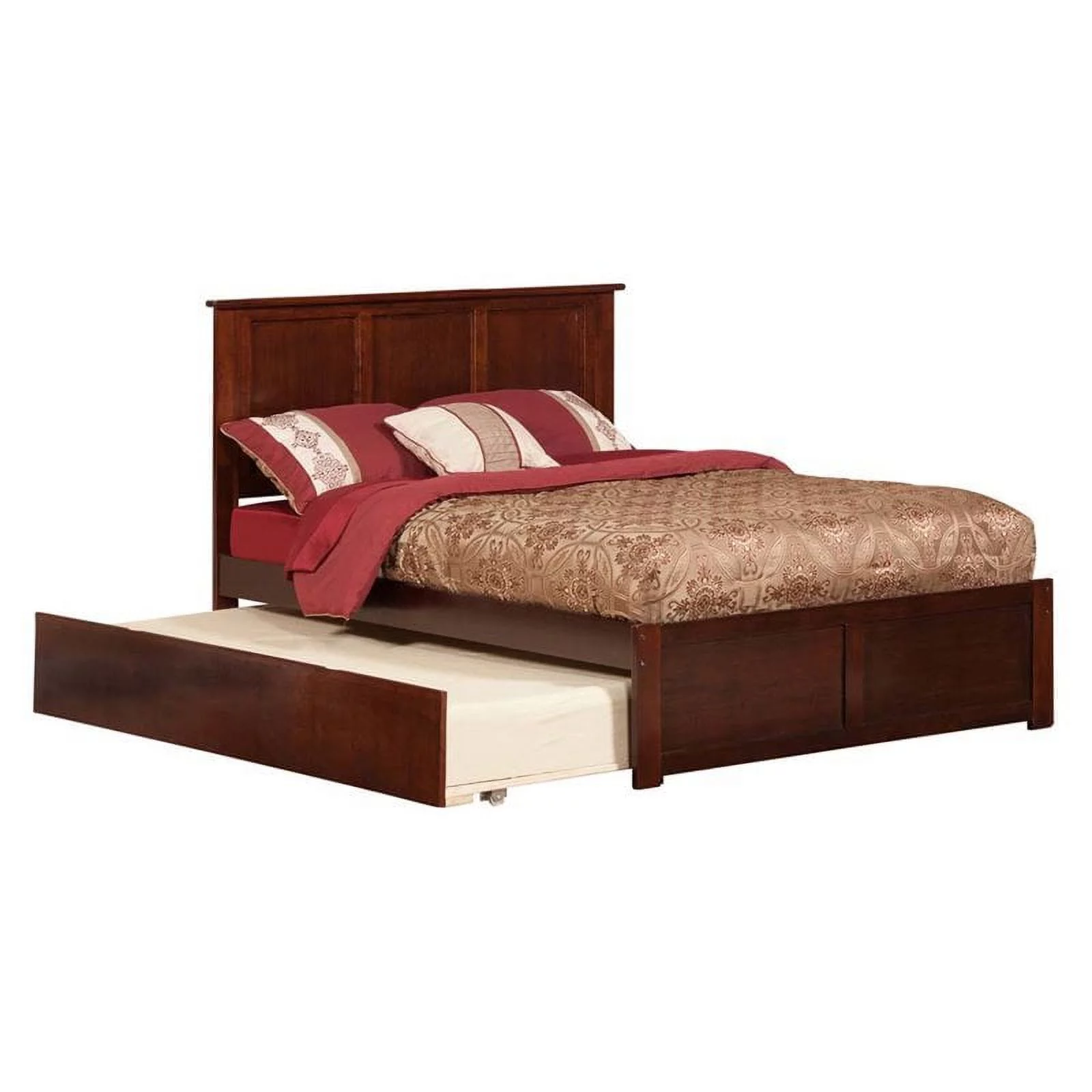 Leo & Lacey Urban Full Trundle Platform Bed in Walnut
