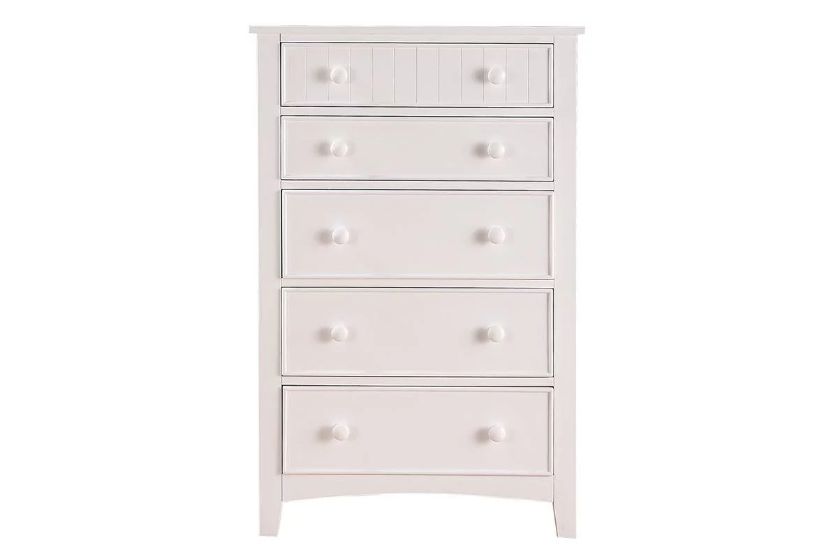 Bornmio Contemporary White 1pc Chest of Drawers Plywood Pine Veneer Bedroom Furniture