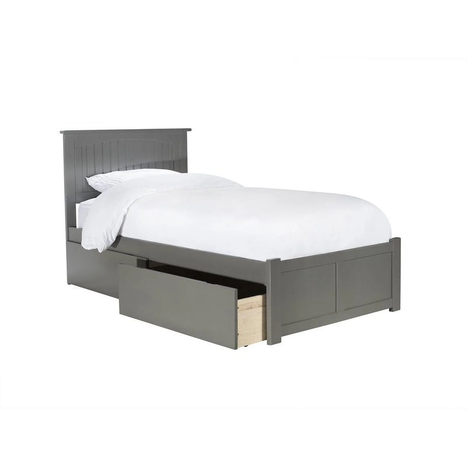 Leo & Lacey Twin XL Platform Bed with Footboard and 2 Urban Bed Drawers in Gray