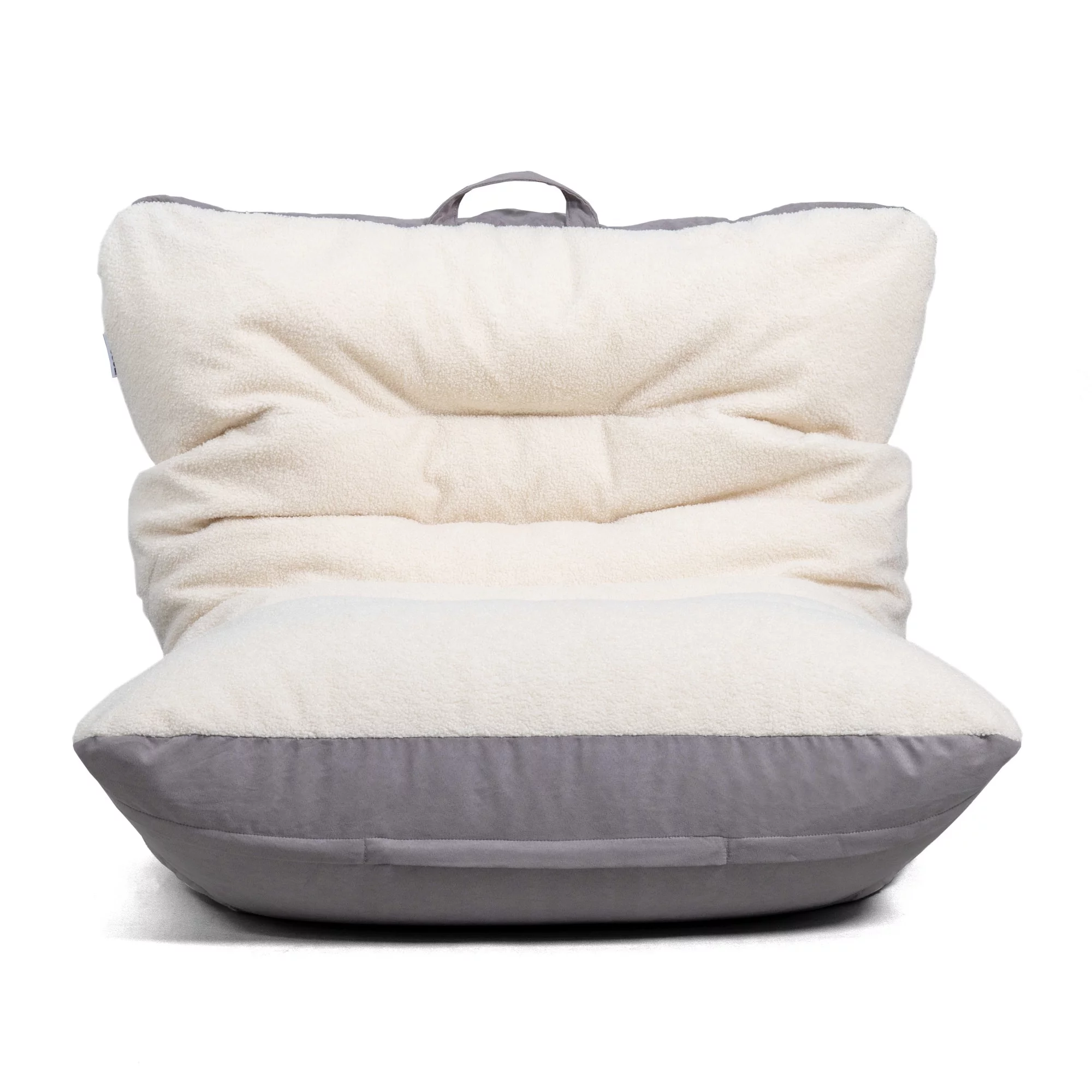 Big Joe Roma Bean Bag Chair, Oat Sherpa and Graphite, Vegan Suede, 3 feet