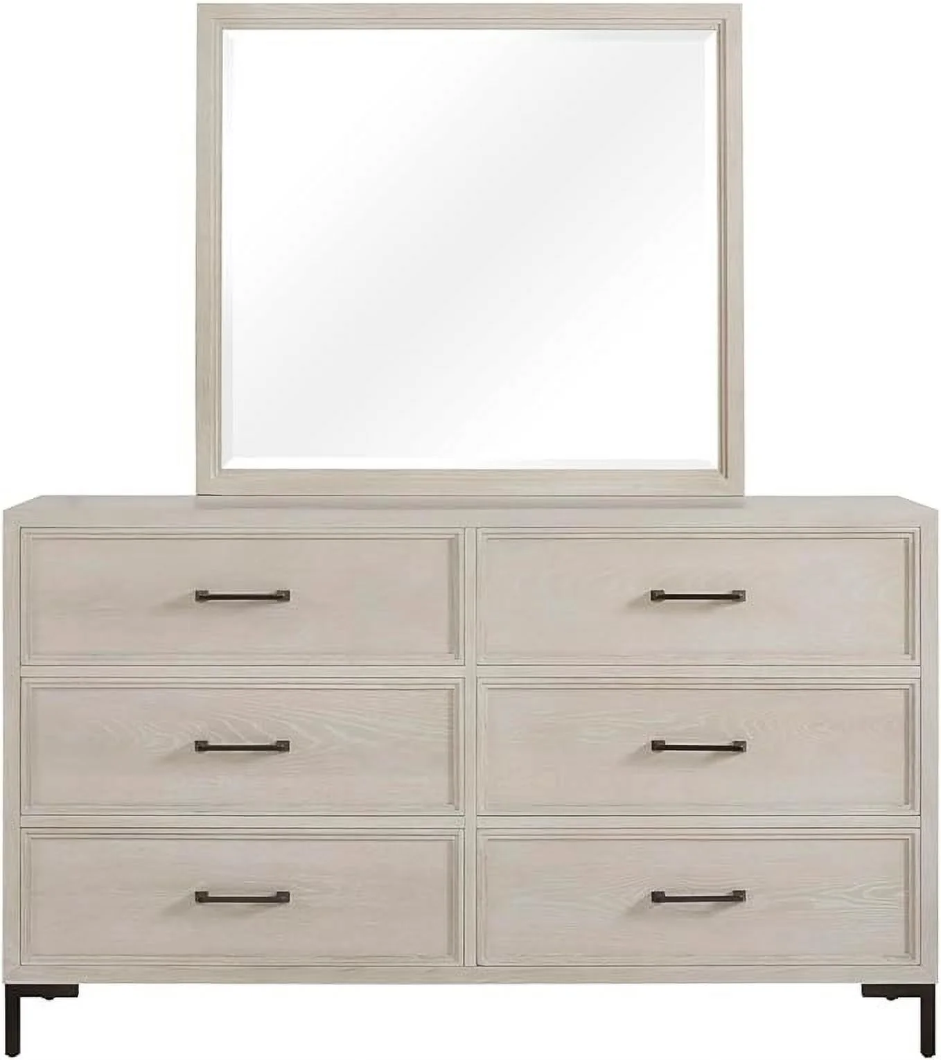 Alpine Furniture Bradley Square Framed Dresser Mirror, Antique White