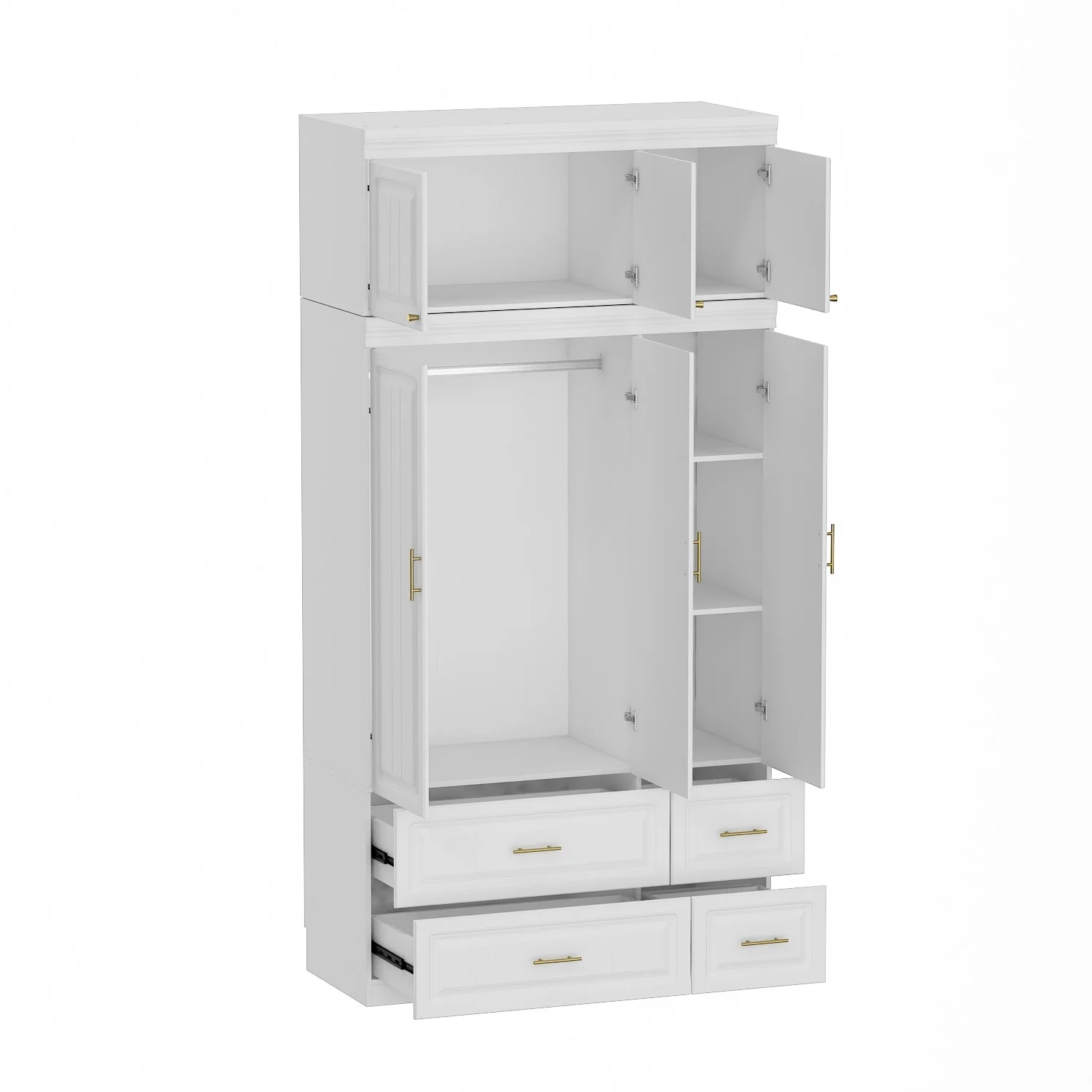 FUFU&GAGA  Large Armoire Combo Wardrobes Closet Storage Cabinet White 93.7