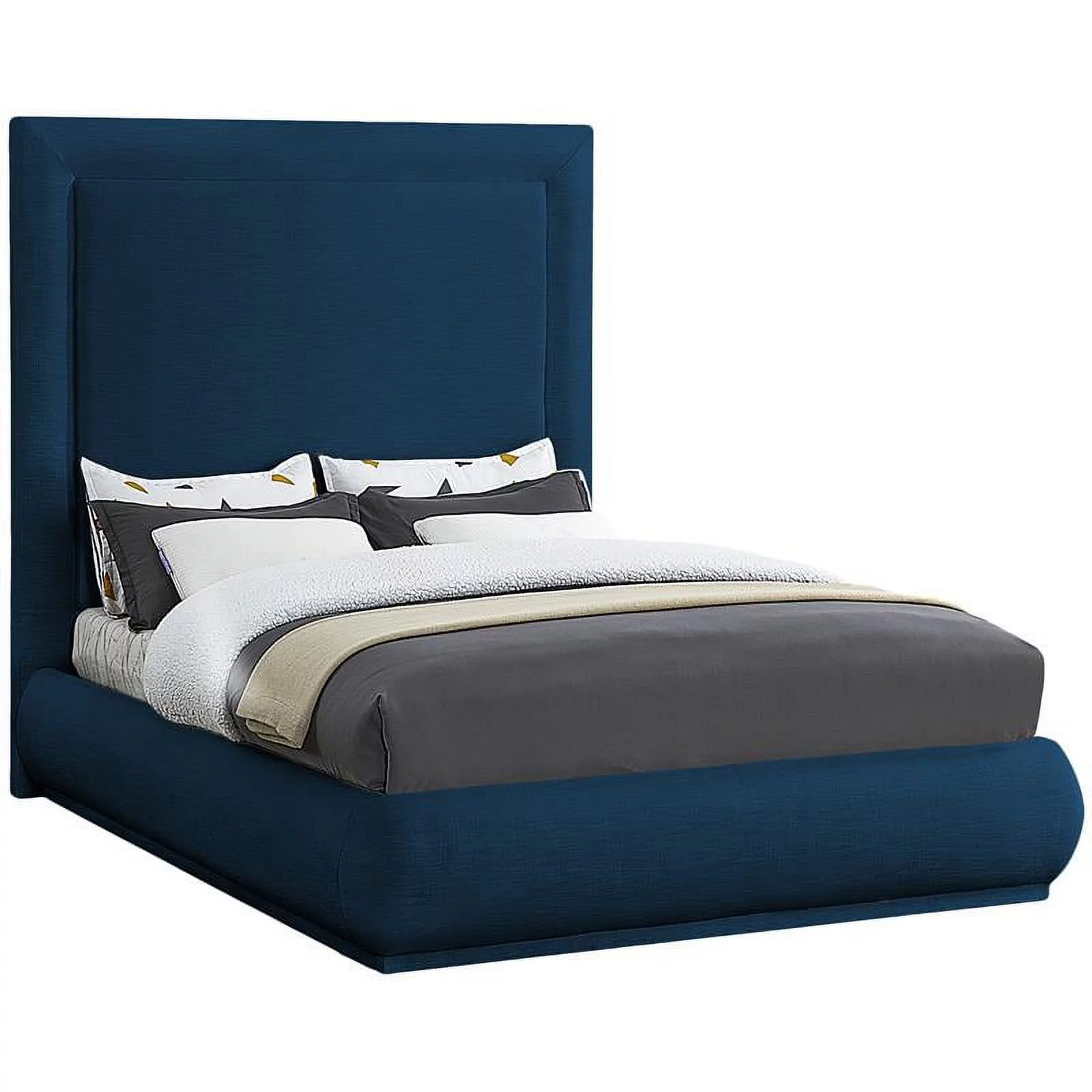 Meridian Furniture Brooke Navy Linen Textured Fabric King Bed