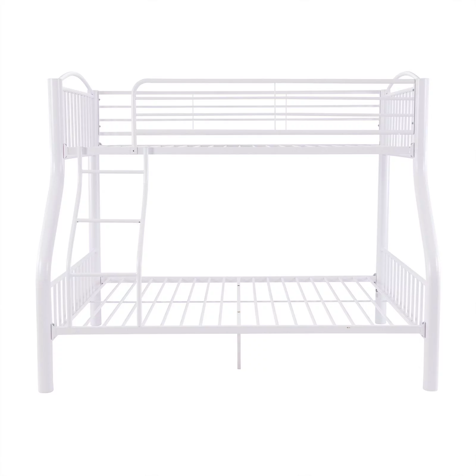 Linon Heavy Metal Twin Over Full Bunk Bed Attached Ladder in White