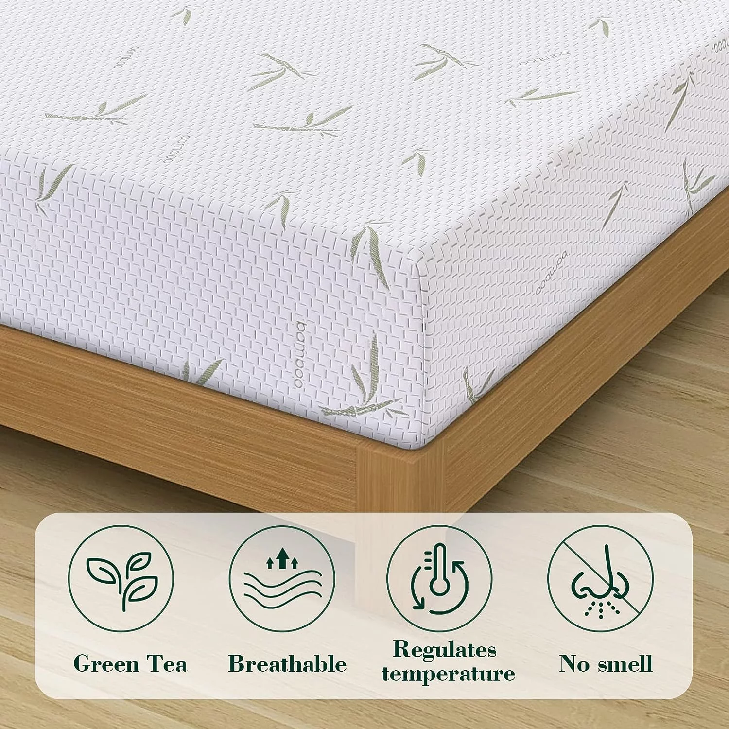 Hcore Full Mattress 8 Inch, Memory Foam Mattress in a Box,Medium Firm Bamboo Gel Infused Mattress,with White Cover