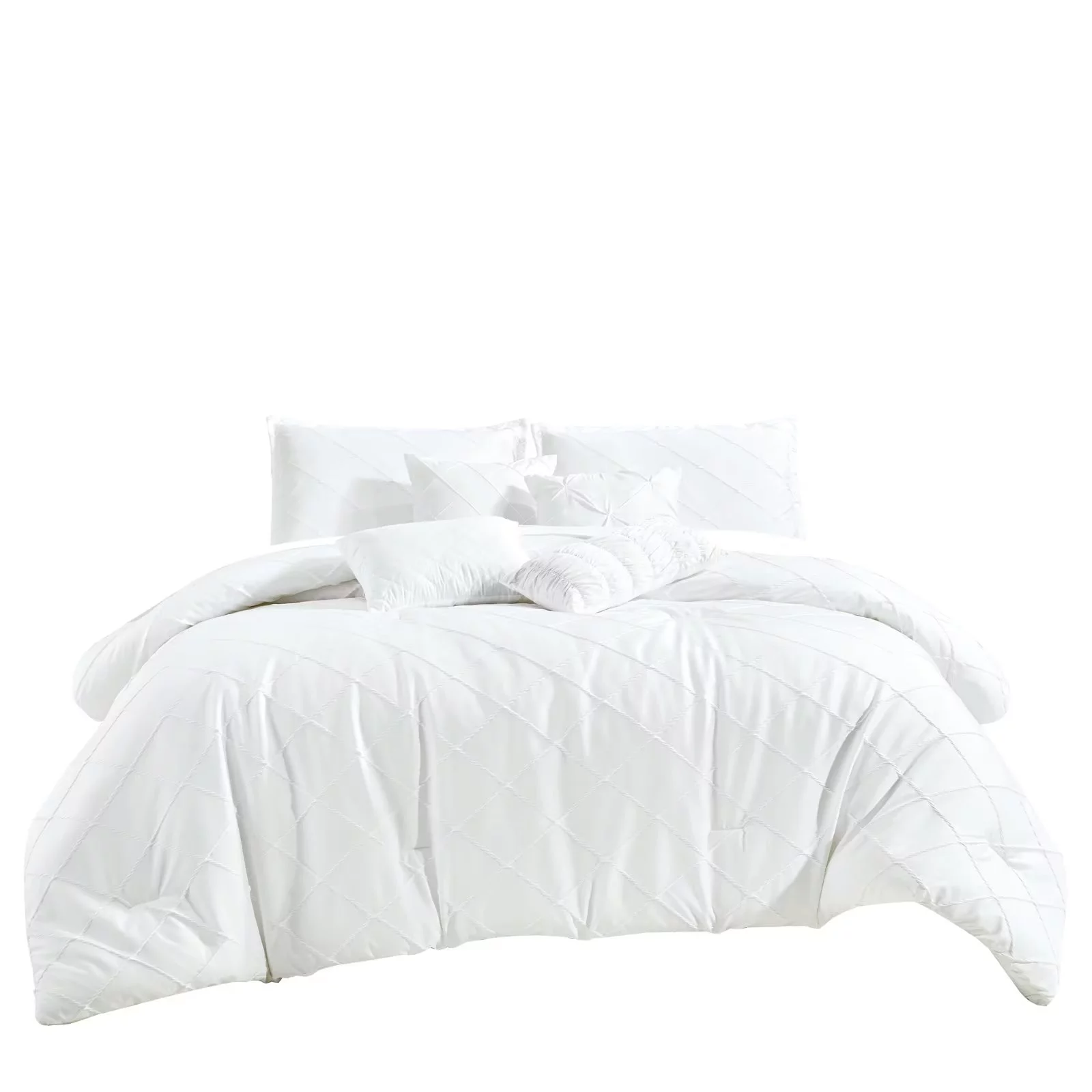 HGMart 7 Piece Bedding Comforter Set Luxury Bed In A Bag - Queen Size - HGMart 7 Piece Bedding Comforter Set Luxury Bed In A Bag,Queen Size,White