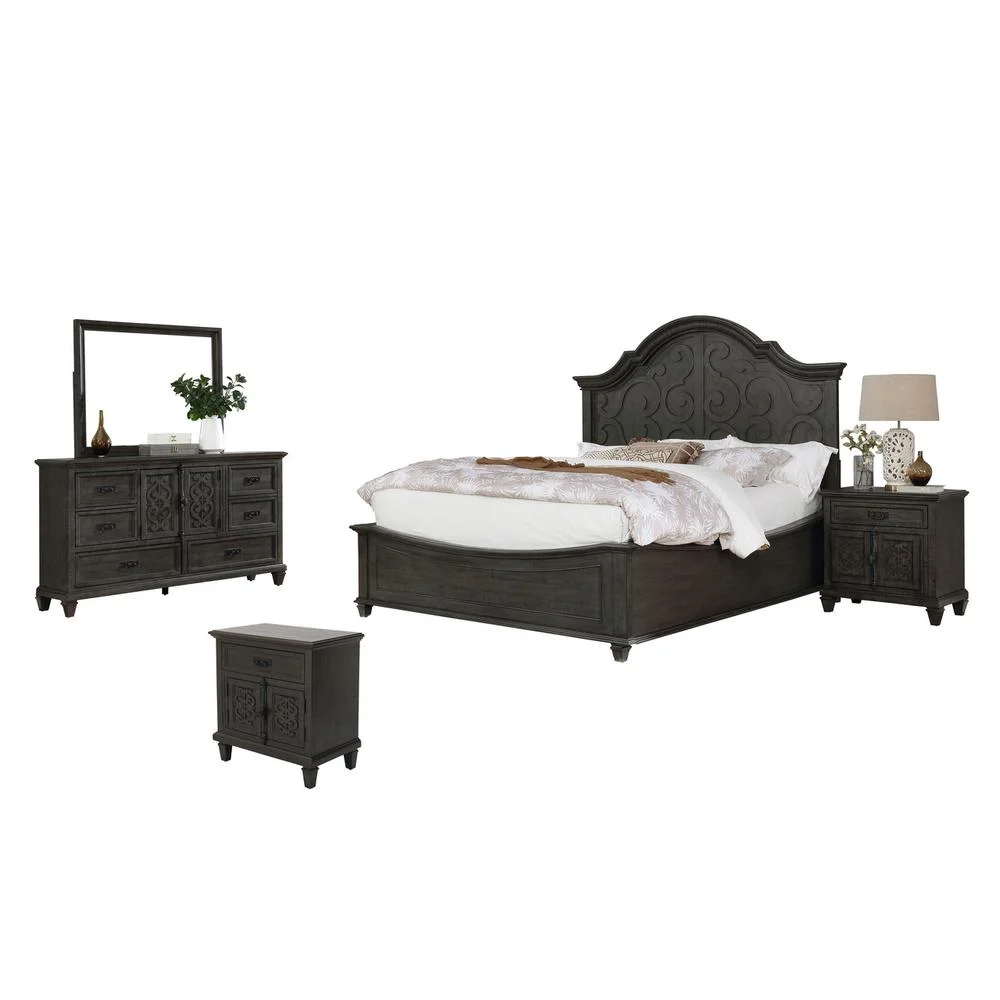 Rustic Gray Wood 5pc California King Bedroom Set
