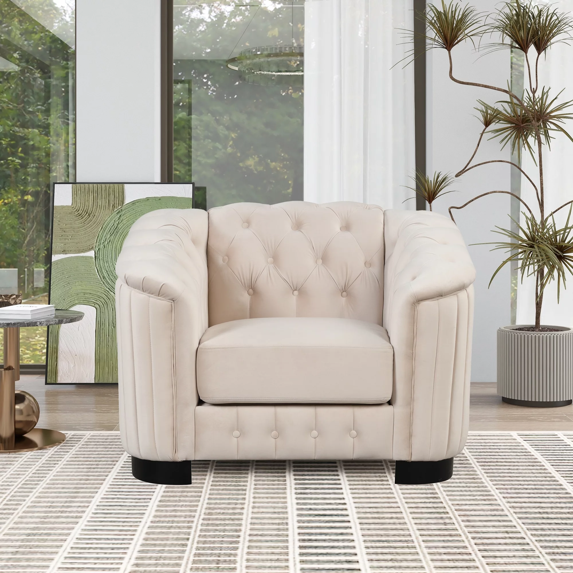 Euroco Modern Single Sofa Chair with Thick Removable Seat Cushion, 41.5