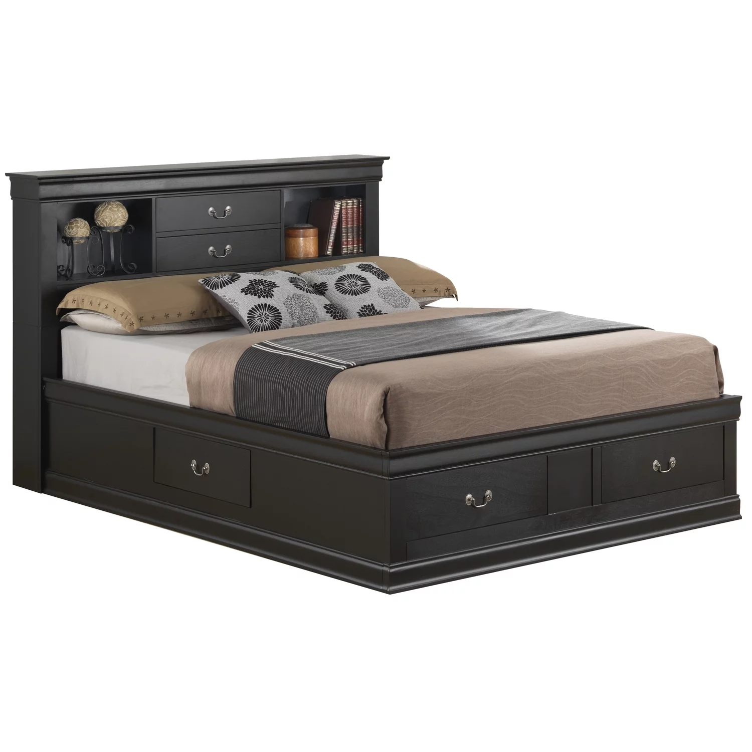 Maykoosh Retro Relaxation G3150B-QSB Queen Storage Bed , Black