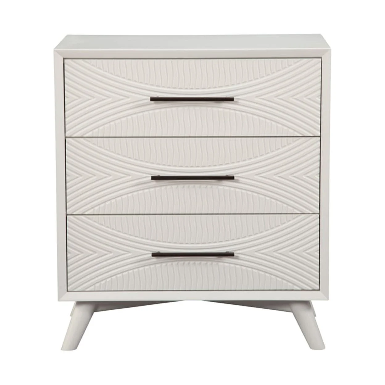 Three Drawers Mahogany Wood Small Chest with Splayed Legs White- Saltoro Sherpi