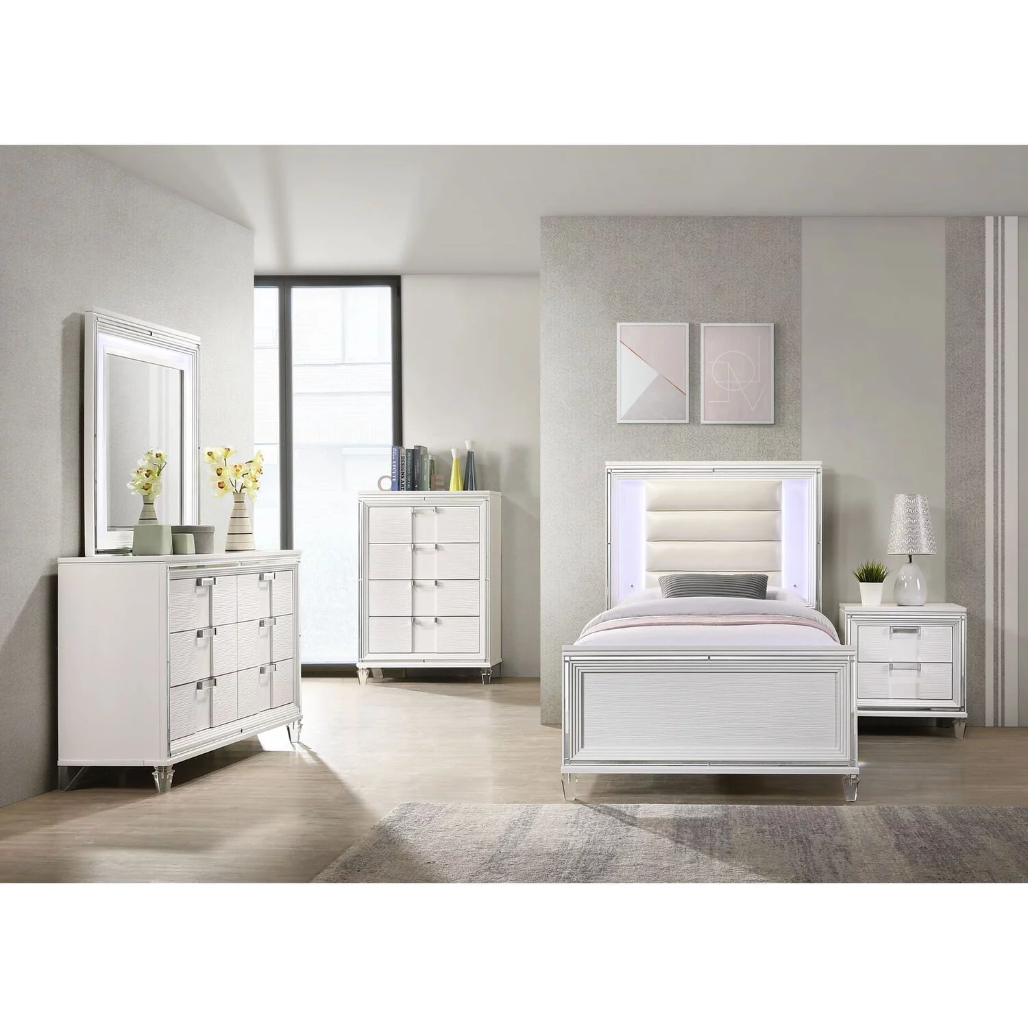 Picket House Furnishings Charlotte Youth Twin Platform 3PC Bedroom Set in White