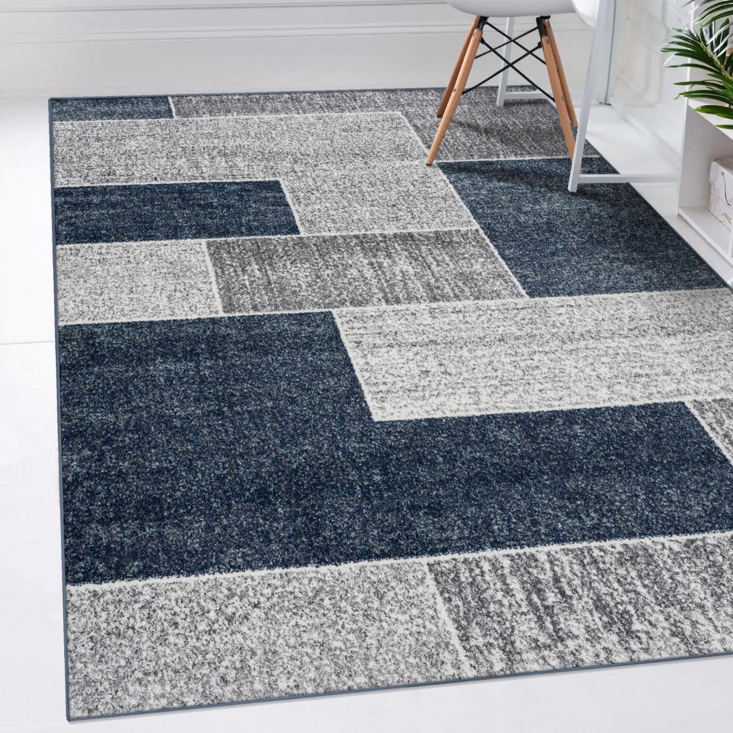 Luxe Weavers Art Deco Geometric Blue 5x7 Area Rug for Living Rooms