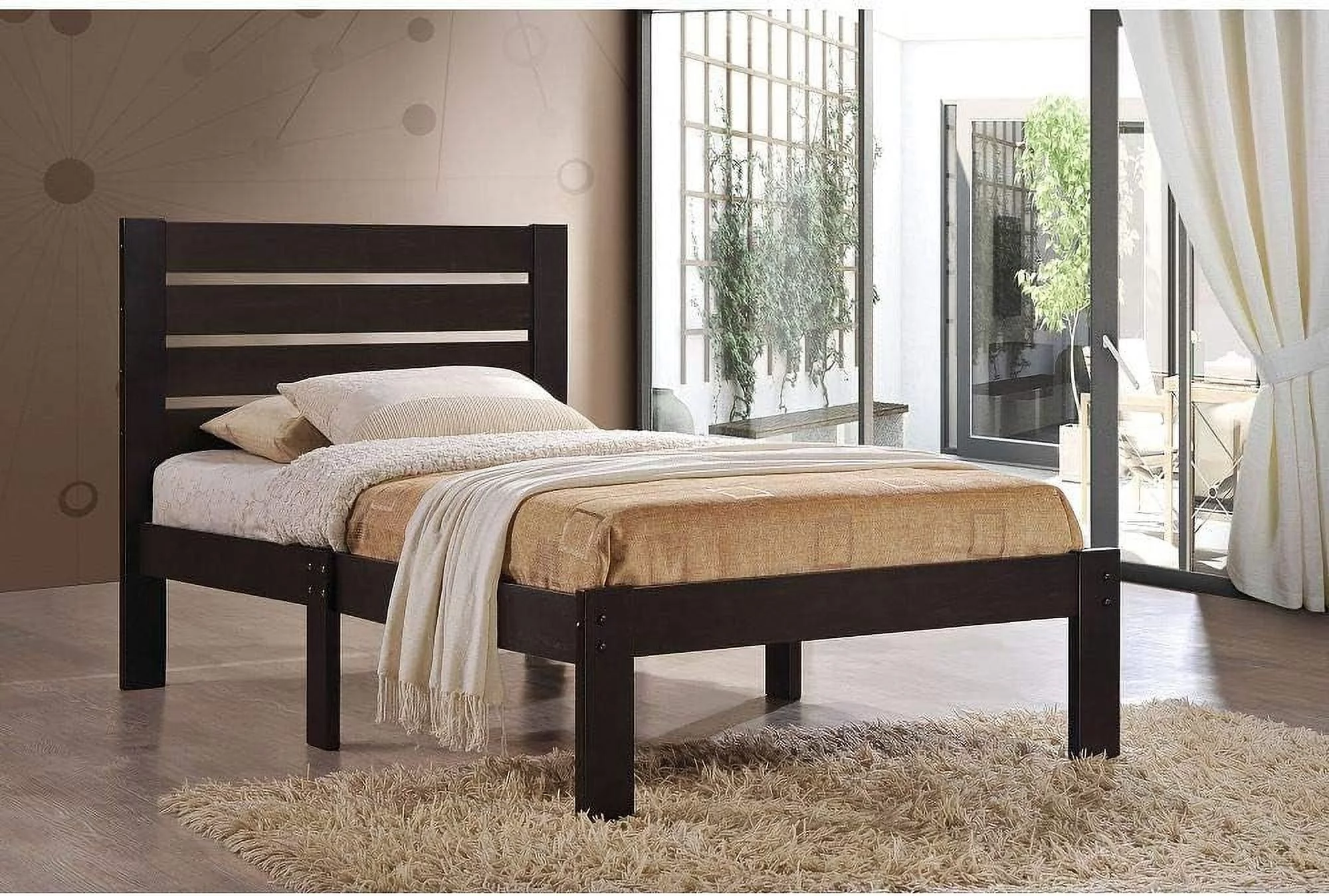Queen Bed Frame, Queen Bed With Headboard And Footboard, Solid Wood Platform Bed Frame (Queen Size, Espresso)