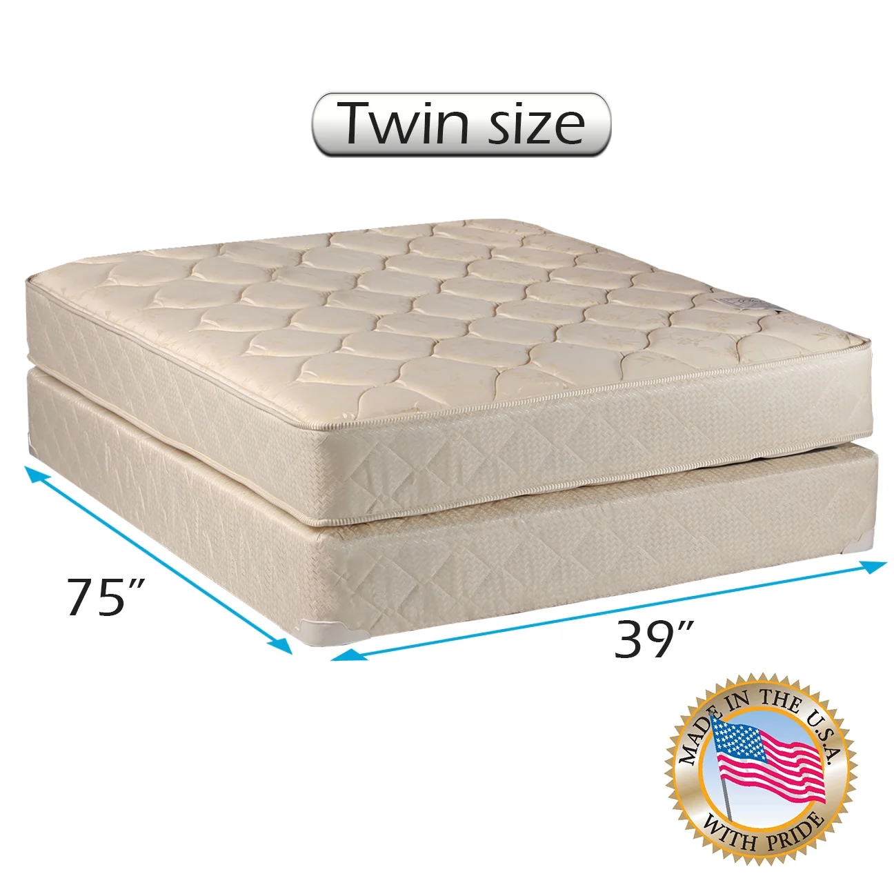 DS USA Comfort Classic One-Sided Mattress Set with Bed Frame Included - Orthopedic, Gentle Firm, Long Lasting Comfort by Dream Solutions USA (Twin 39