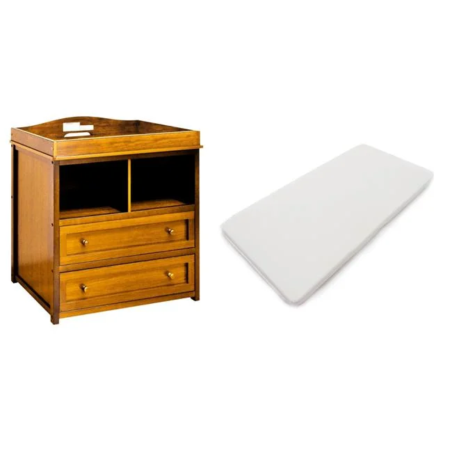 008O-3353-1 Leila 2-Drawer Changing Table with Changing Pad, Oak