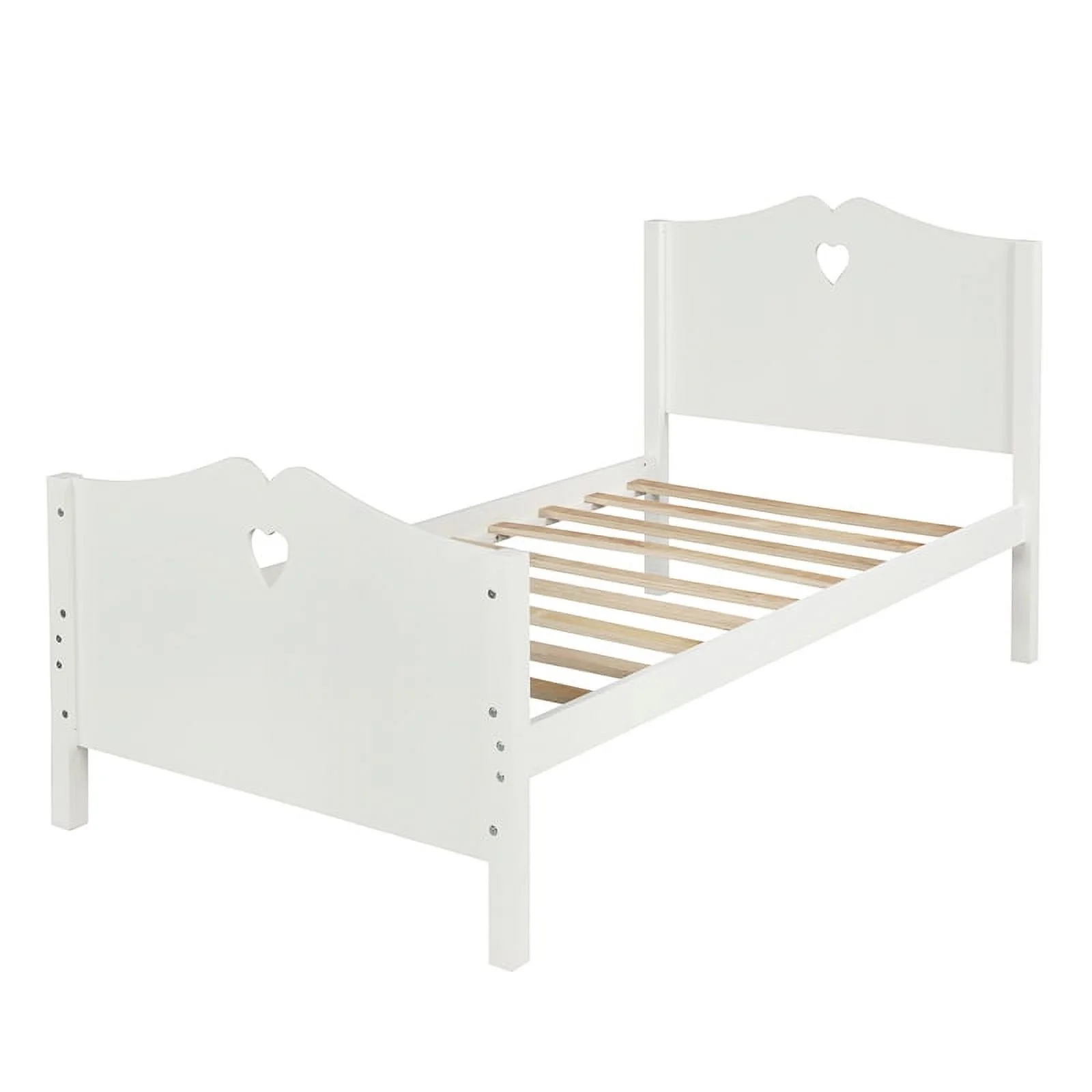 CRO Decor Bed Frame Twin Platform Bed with and Headboard and Footboard (White)