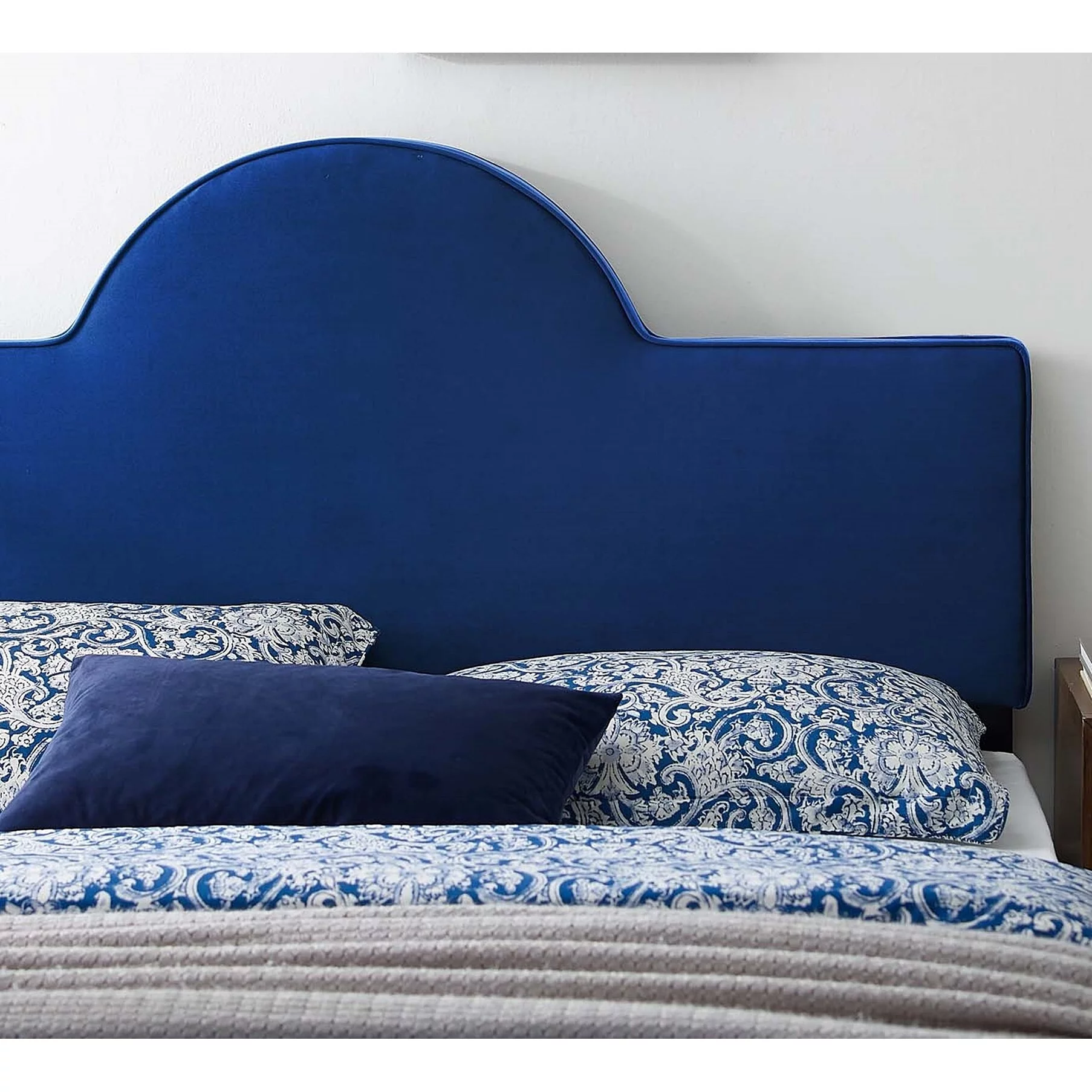 BSD National Supplies Livingston Arched Blue Velvet Upholstered Twin Size Headboard