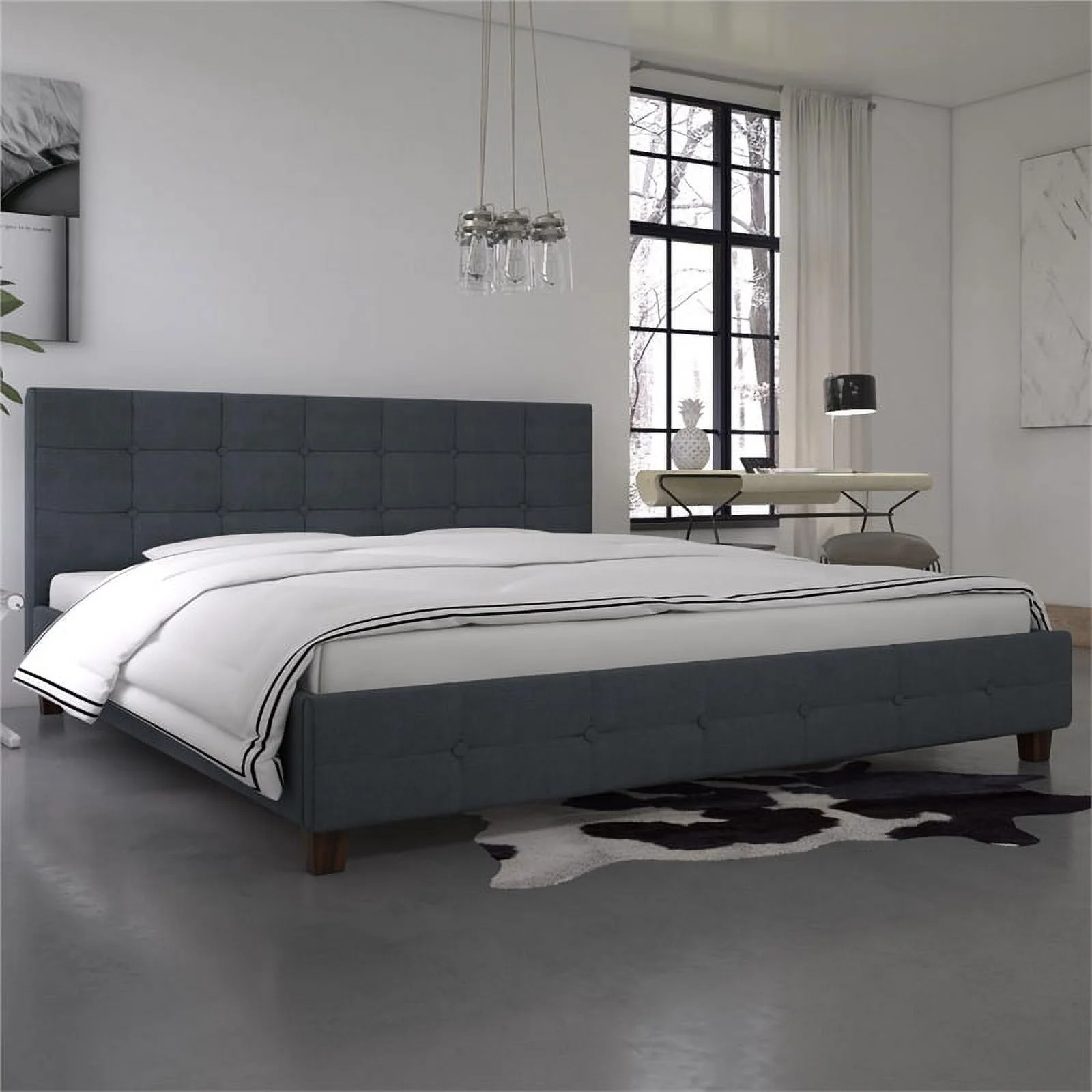 DHP Ryan Tufted King Platform Bed in Blue