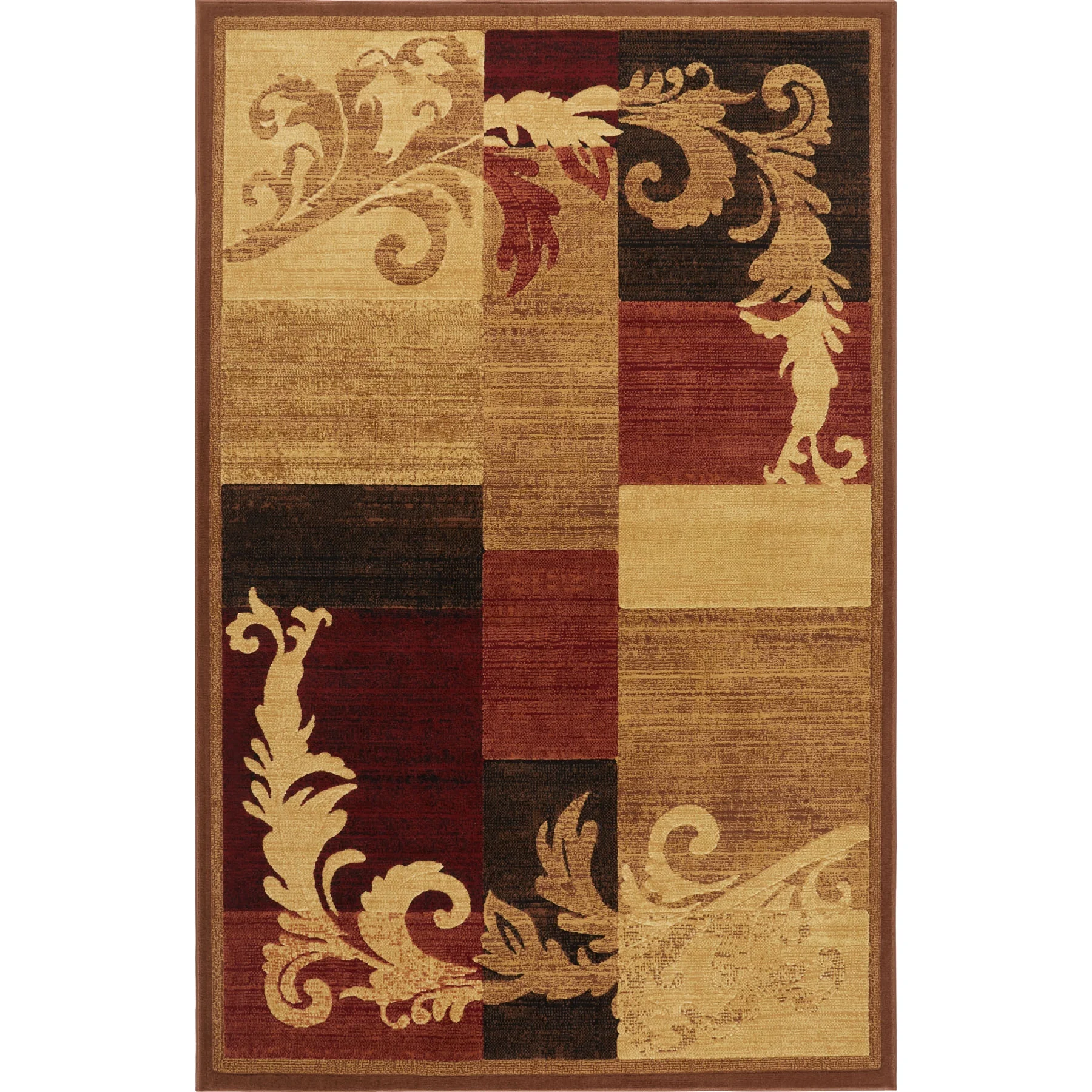 Modern Brown Red Burgundy 5x8 Area Rug Geometric Contemporary - Actual Size 5 '3