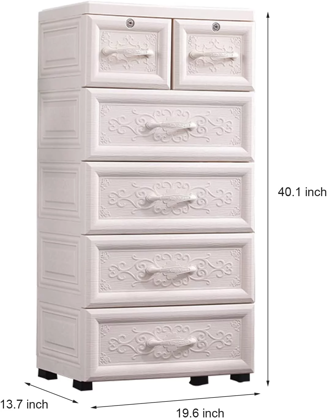 RUNFAYBIU Drawer Dresser Chest of Drawers Nightstand  Tall Dresser  Sturdy Organizer Unit  Easy Pull Closet Drawers   Cabinet for Clothing  Nursery  Bedroom-6 Drawers  Cabinet